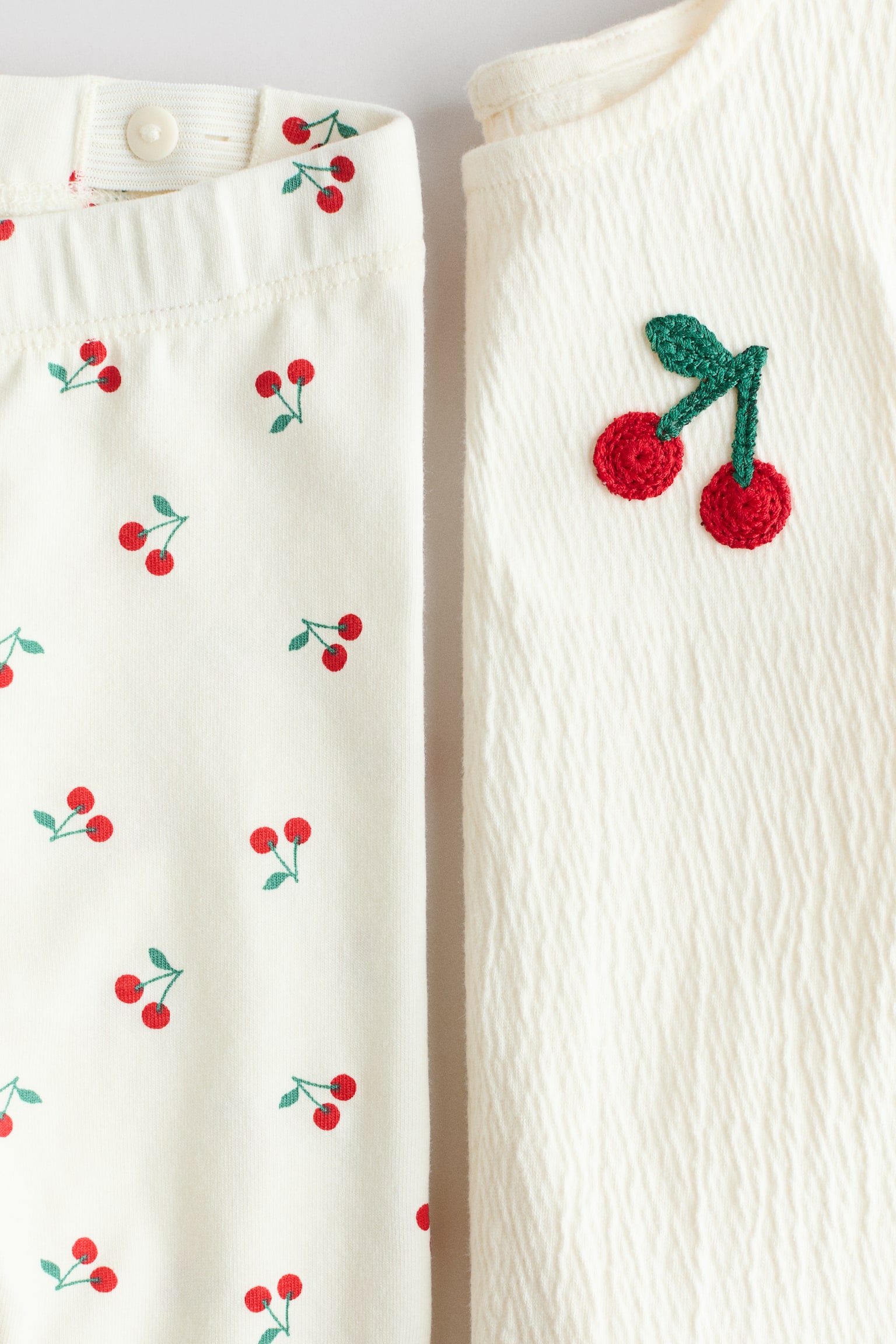 Dvojdielna súprava mikiny a legín - Biela/čerešne/Svetlomodrá/sedmokrásky - 2