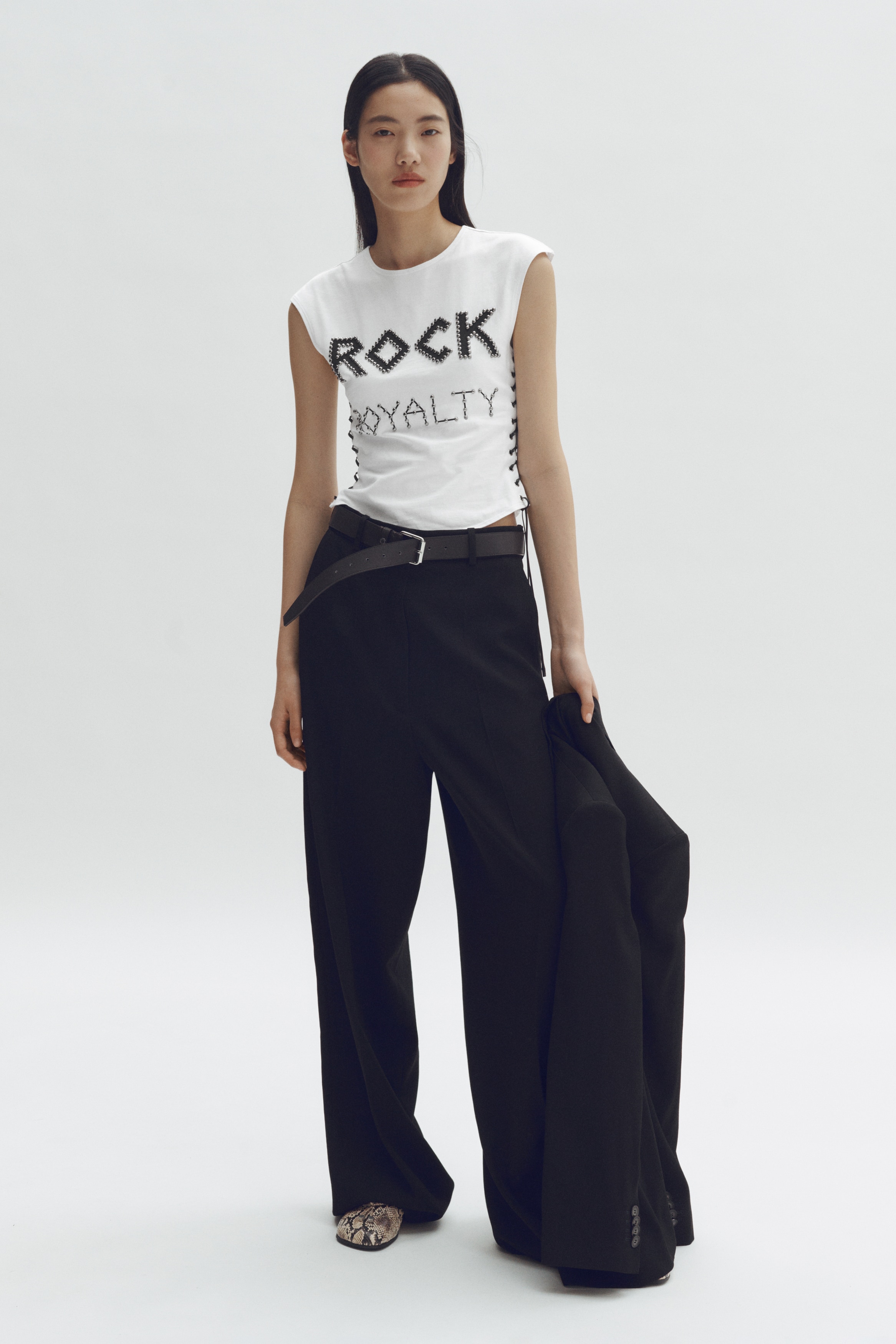 レースアップ スタッドトップス - ホワイト - レディース | H&M JP