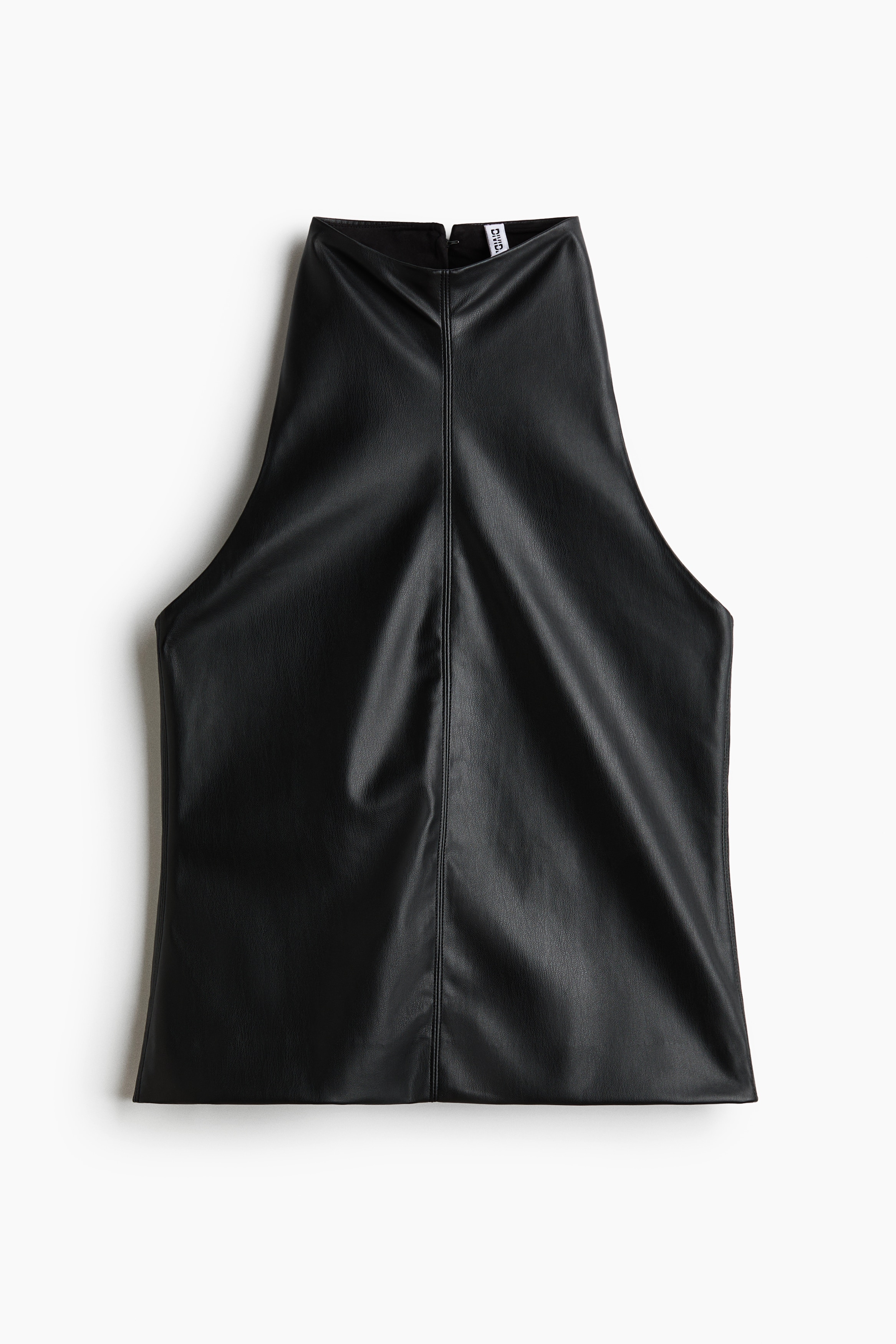 Neckholder-Top mit Coating - Schwarz