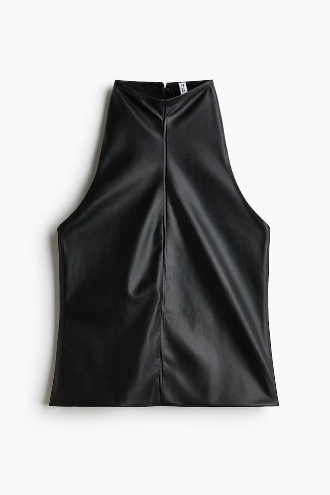Coated halterneck top - Black - 1