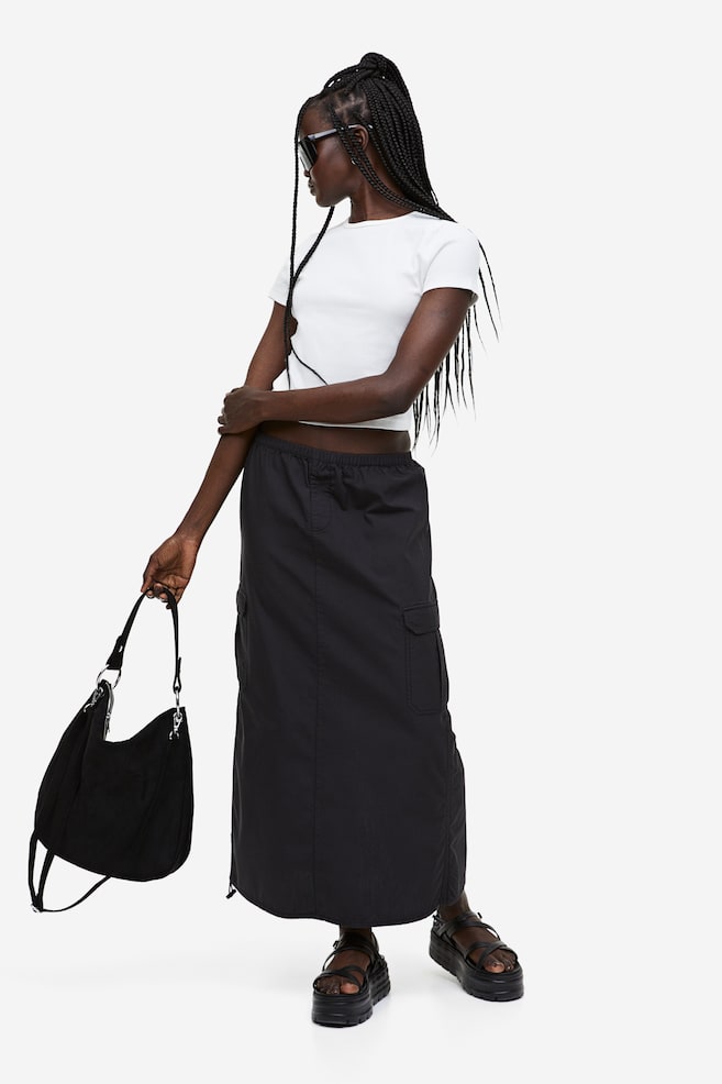 Cotton parachute skirt - Black/Light grey - 3