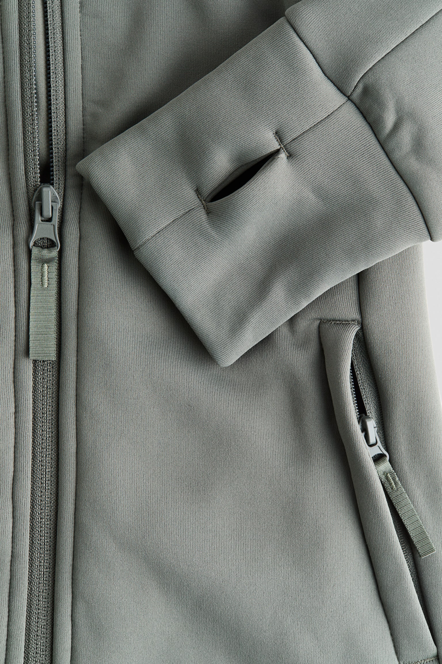 Slim Fit Hooded Sports jacket - Khaki green/Black - 4