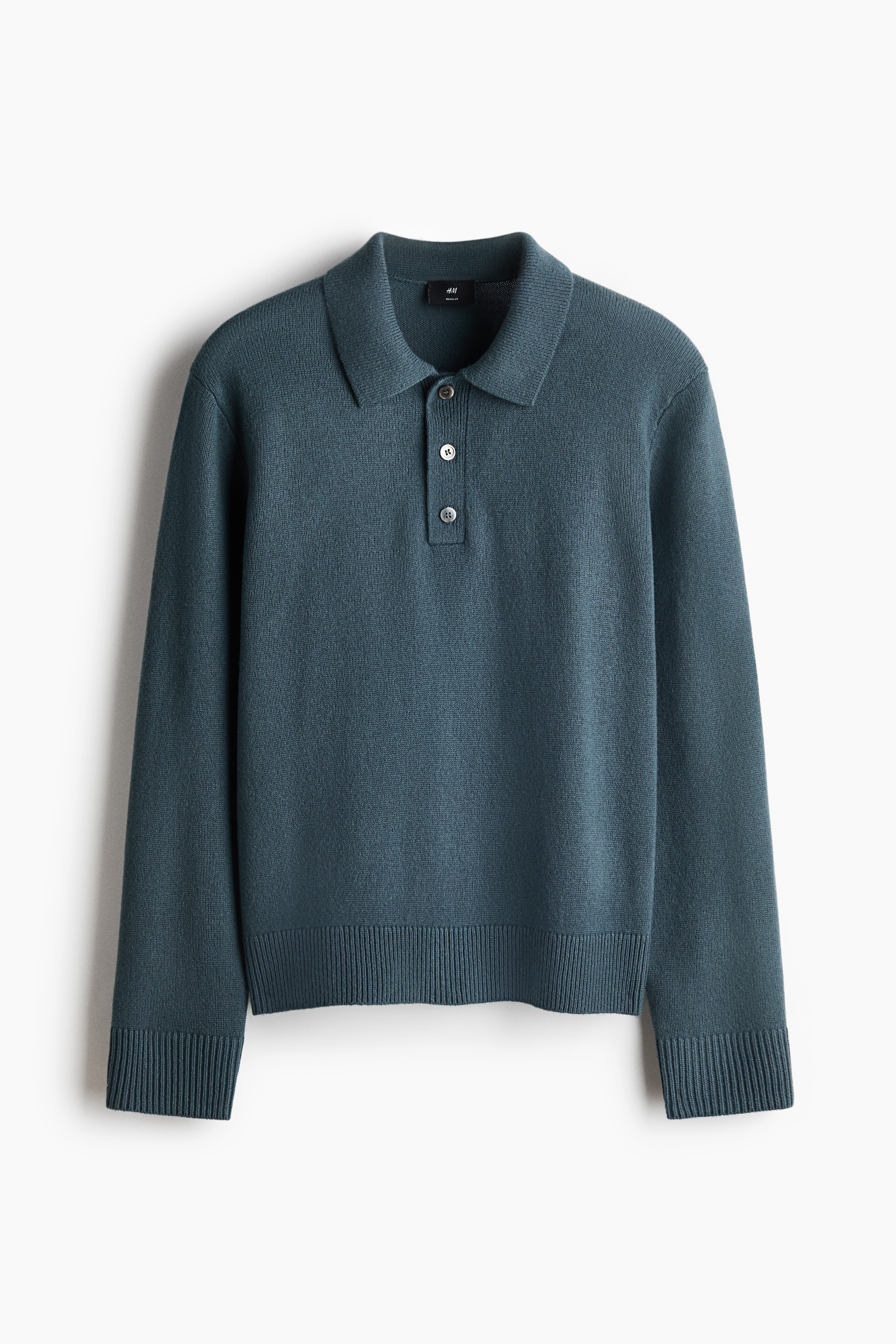 Regular-Fit Knit Polo Shirt - Dusty teal/Beige/Navy blue