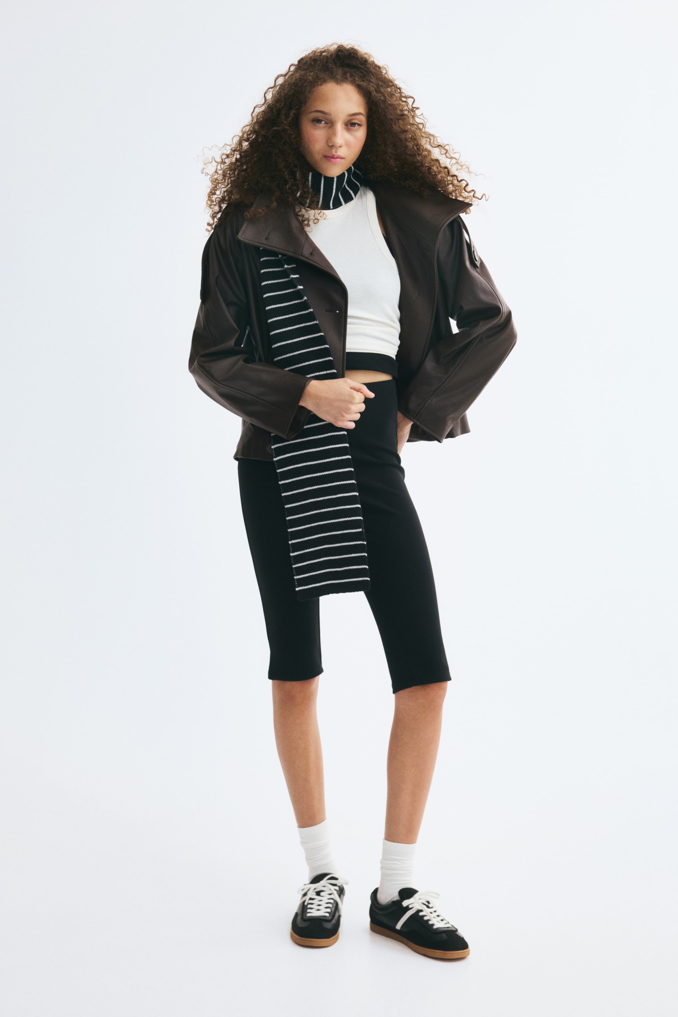 View larger image: Double-breasted funnel-collar jacket - Dark brown - Ladies | H&M 1