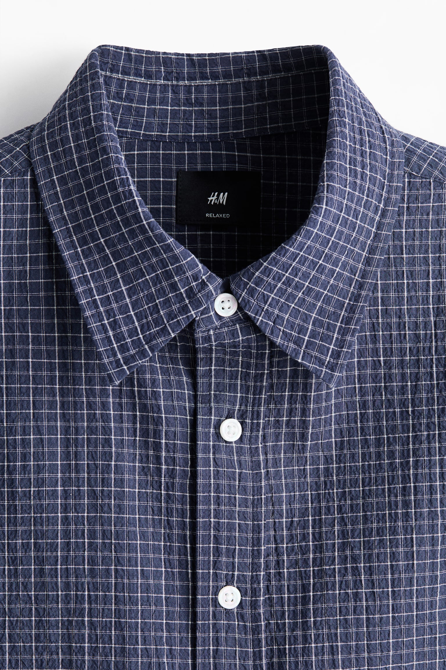 חולצת כותנה Relaxed Fit - כחול כהה/משבצות - 3