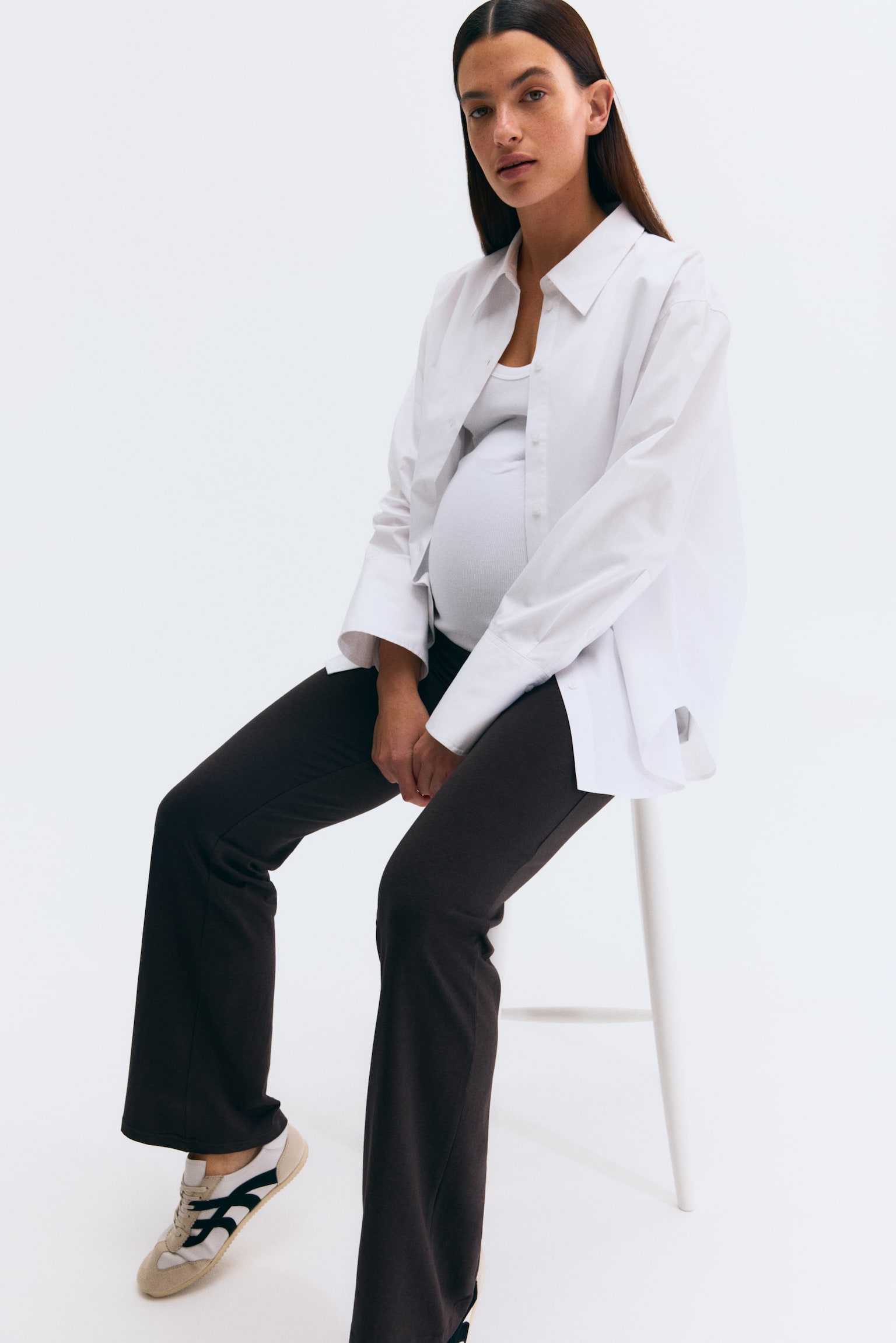 MAMA Before & After Flared trousers - Dark brown/Black/Grey marl - 1