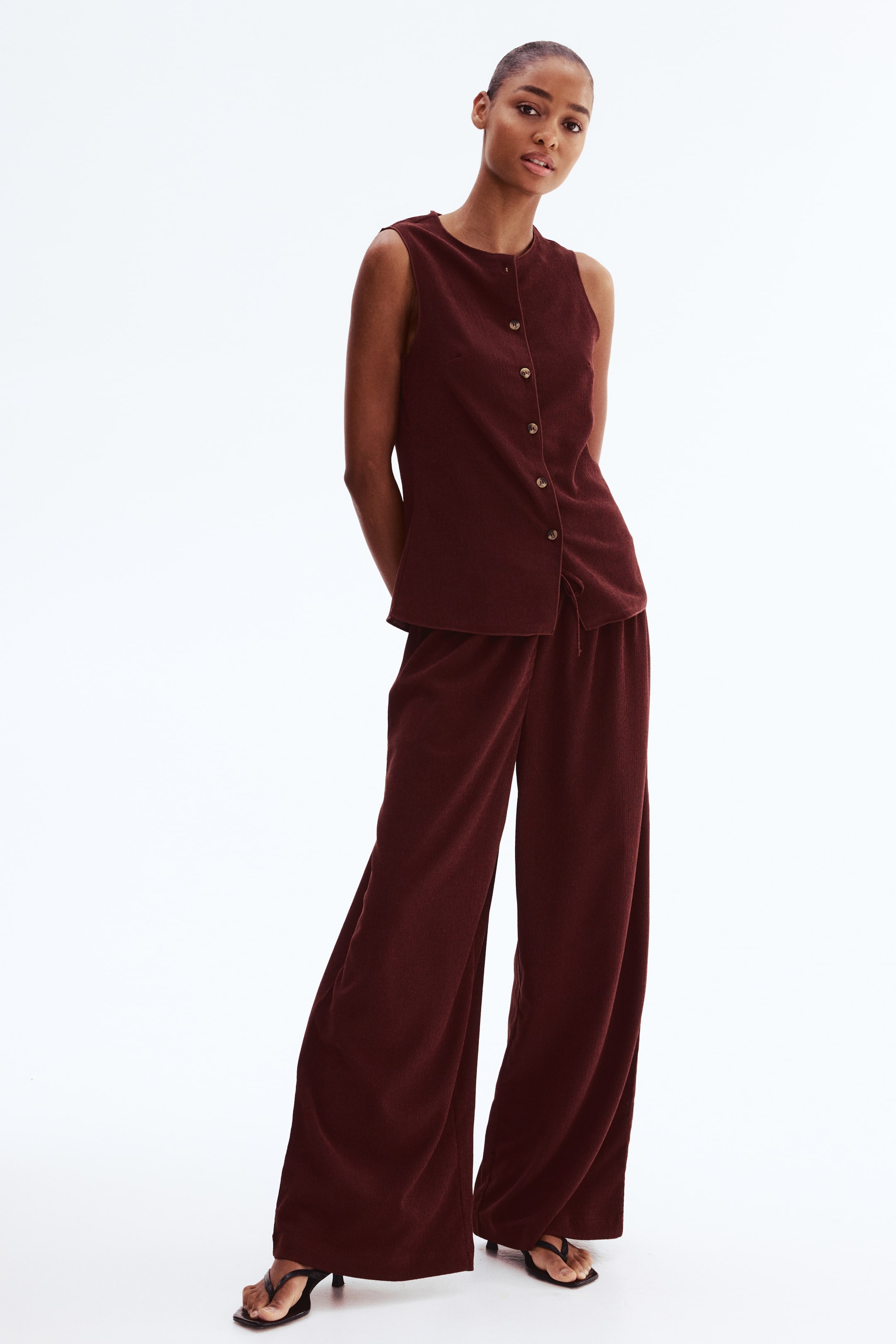 View larger image: Textured jersey trousers - Rust brown - Ladies | H&M MY 1