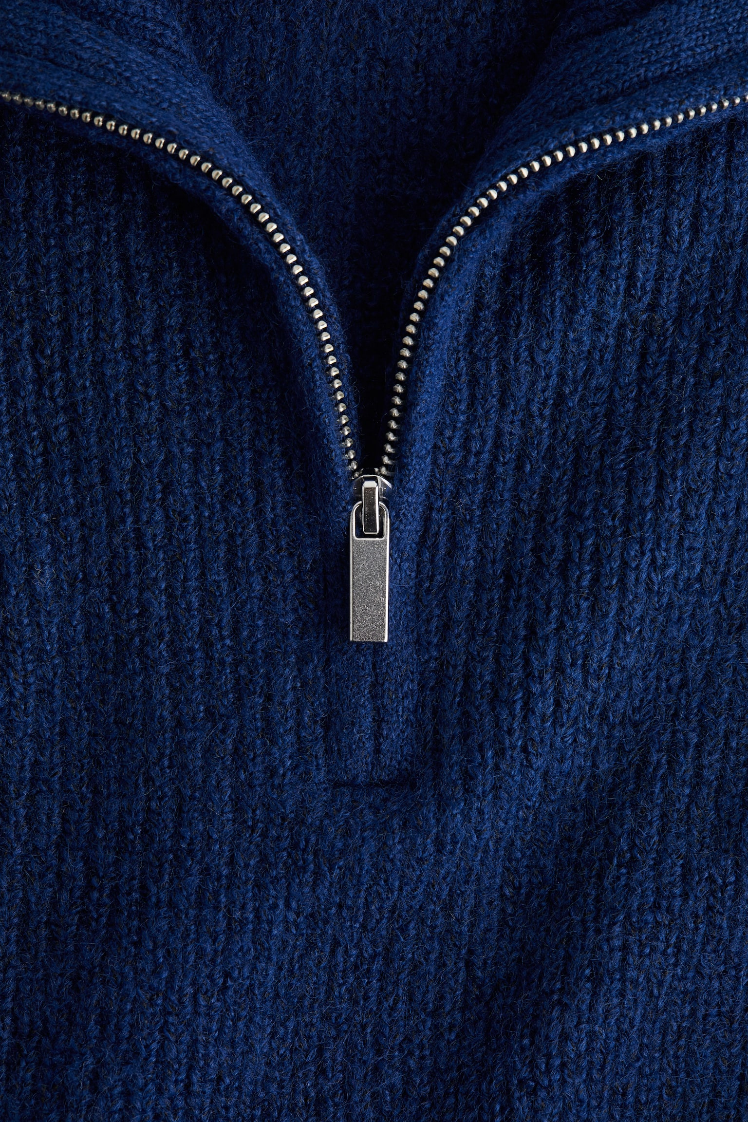 Stickad tröja med dragkedja - Mörkblå/Crèmevit/Gråmelerad - 4