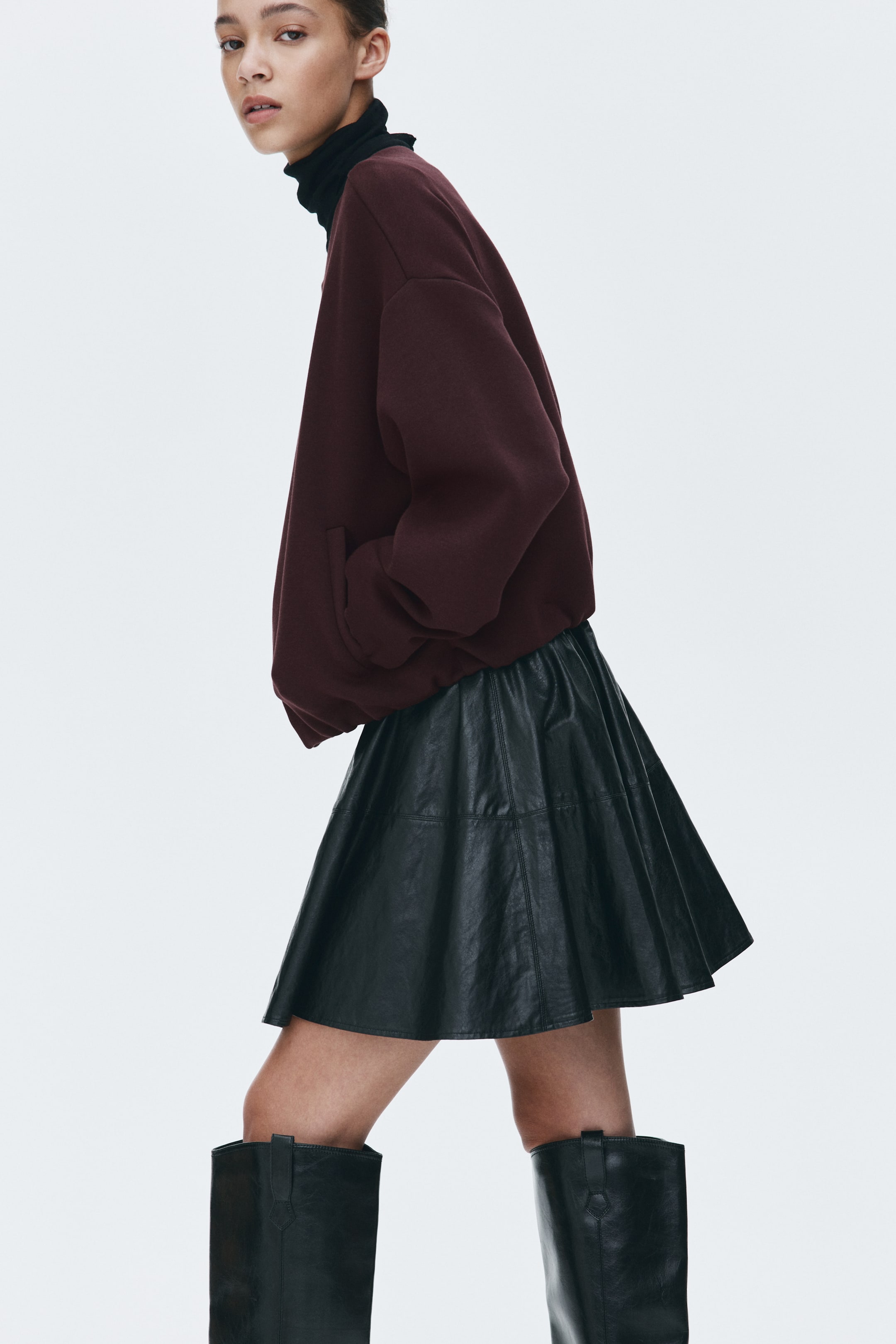 查看大圖: 潛水衣布料拉鍊運動衫 - 酒紅色 - Ladies | H&M 4