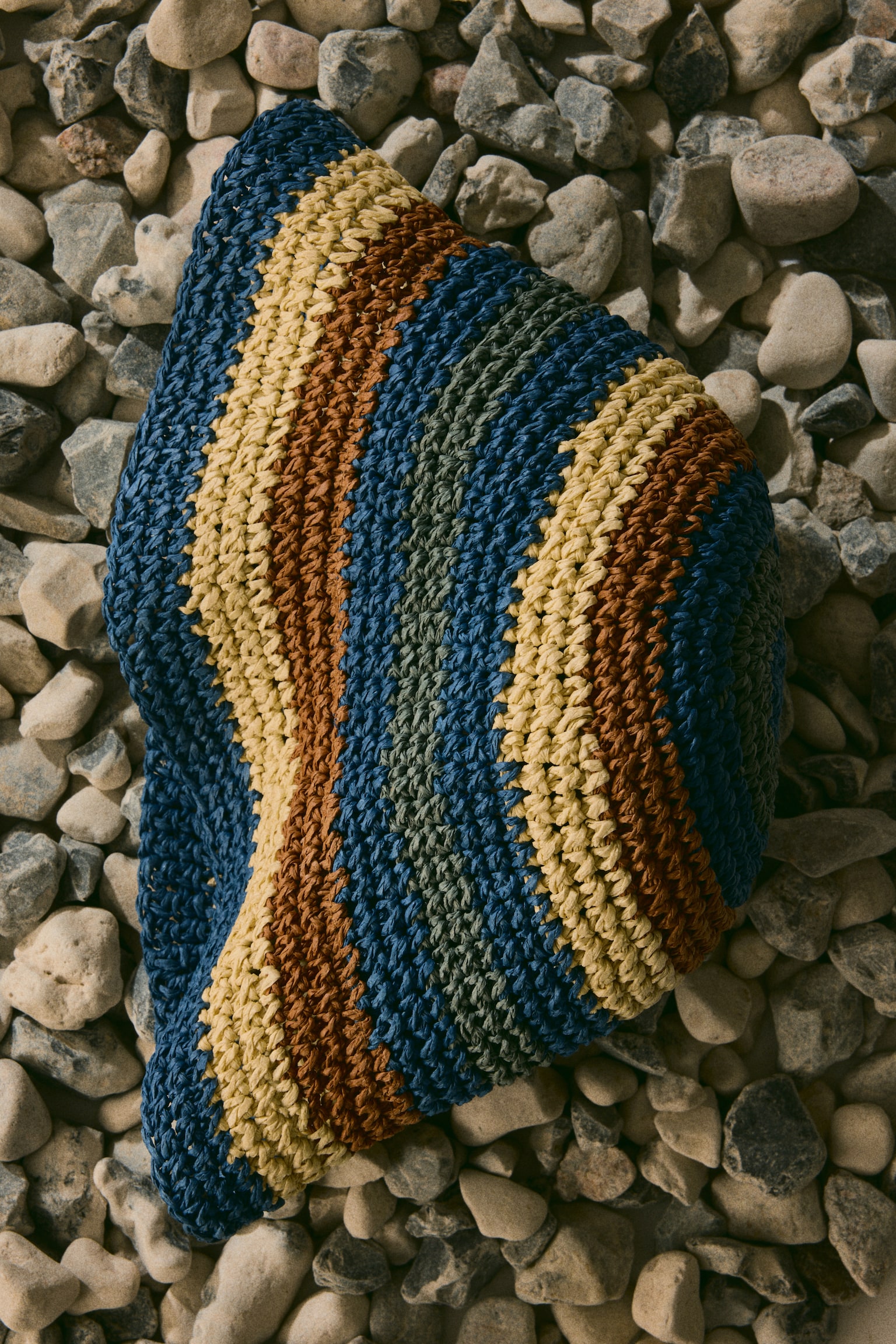 Straw bucket hat - Blue/Striped - 1