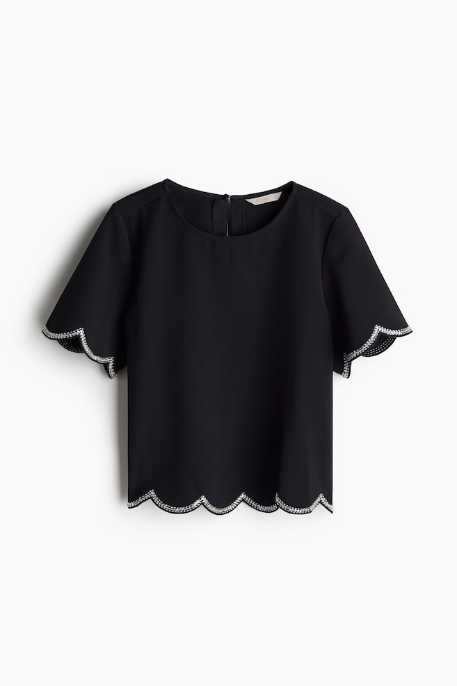 Bluse mit Zierelementen - Schwarz - 1