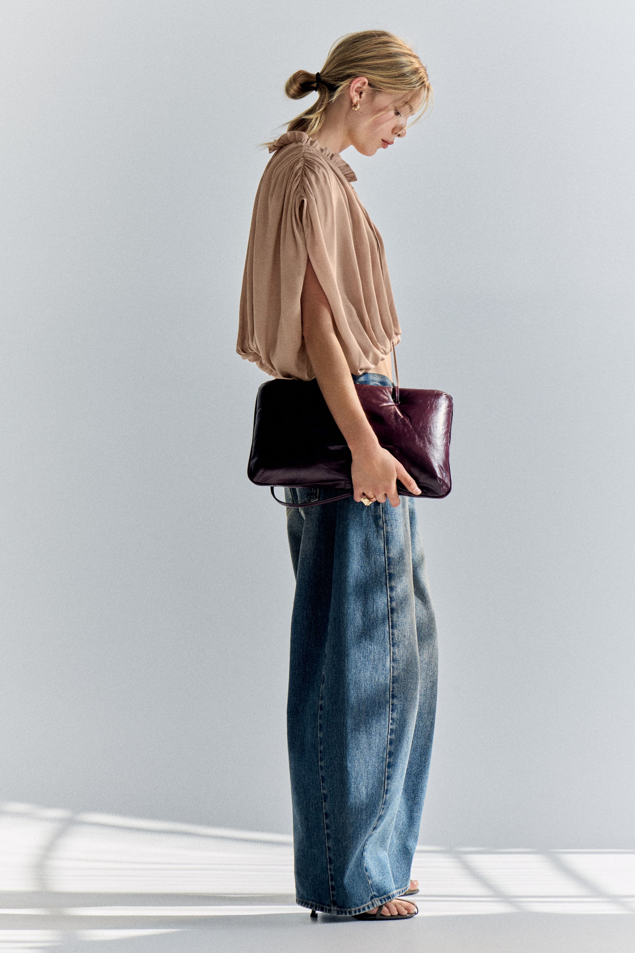 Oversized Bubble-Hem Blouse