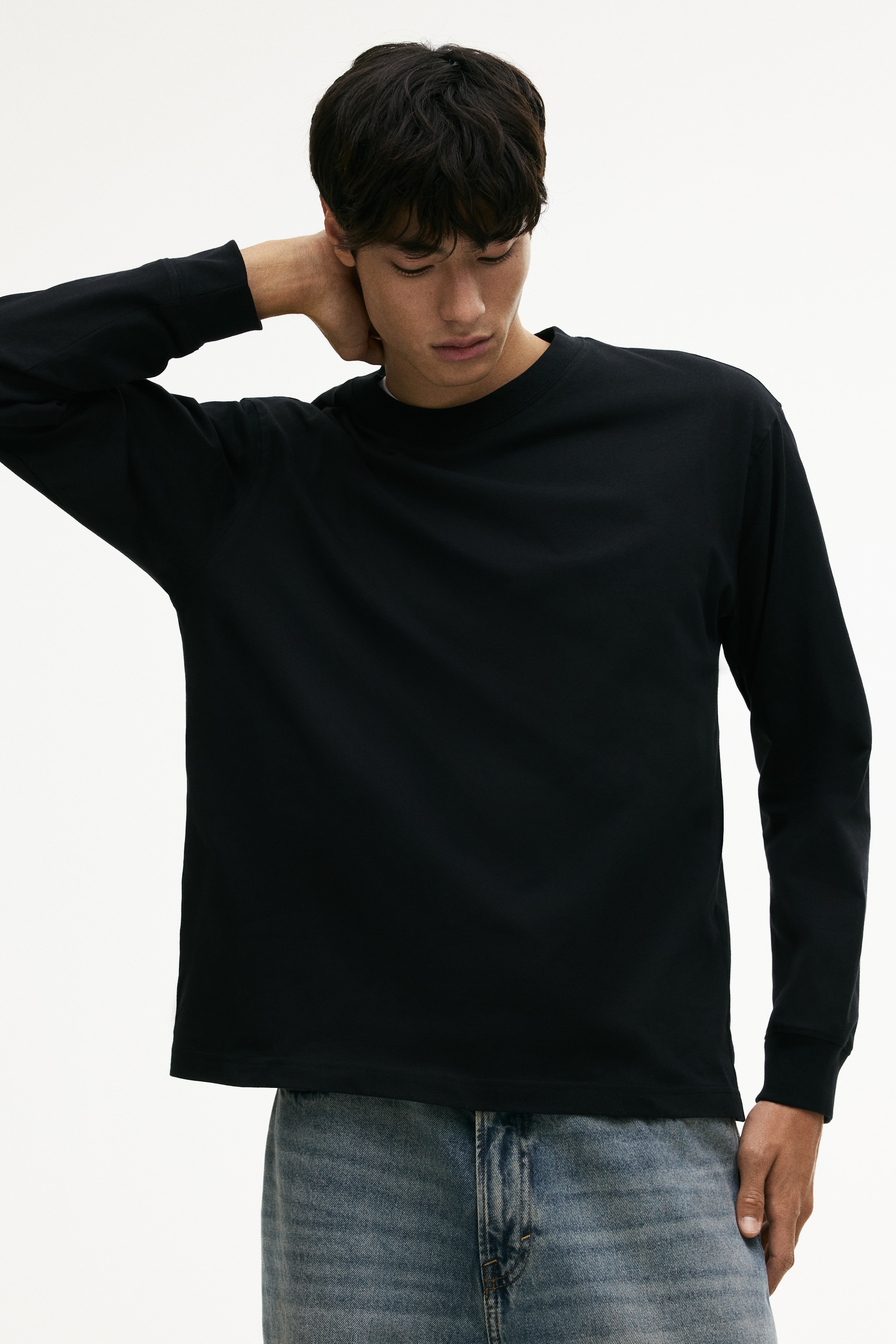 Loose-Fit Long-Sleeved Jersey Shirt - Black - Men | H&M US