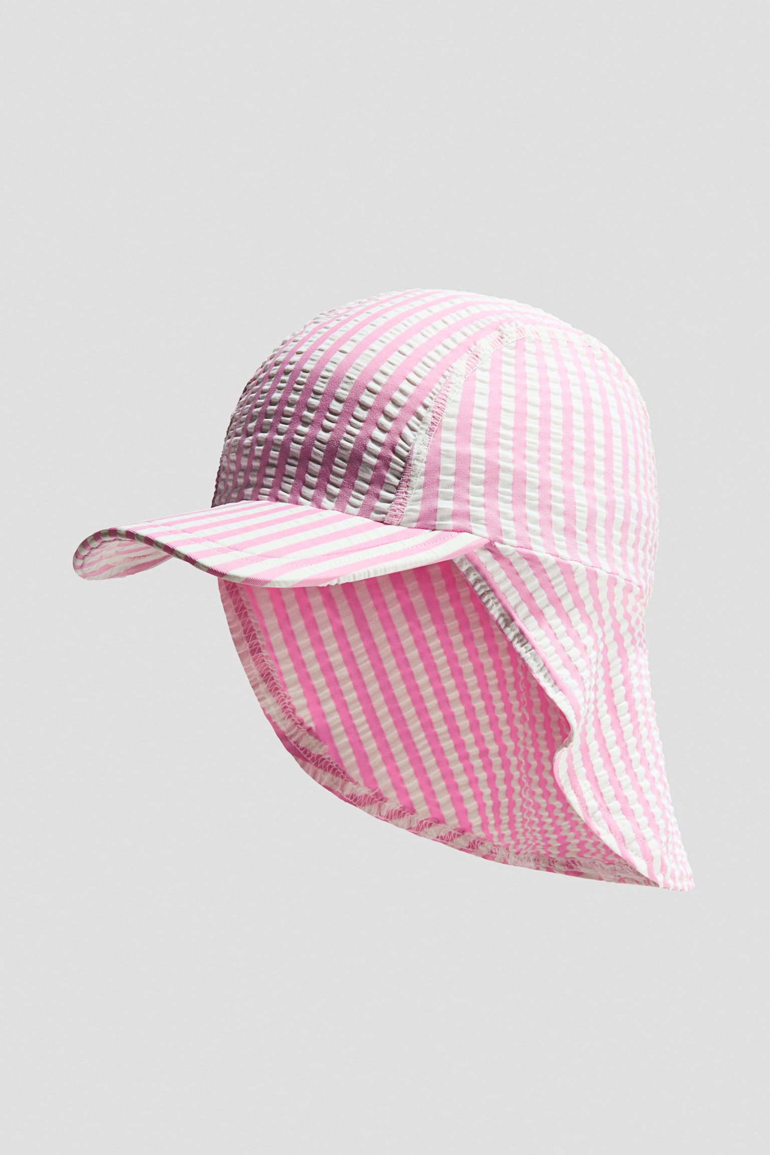 Casquette de soleil FPS 50 en crépon de coton - Rose/rayé/Bleu clair/rayé