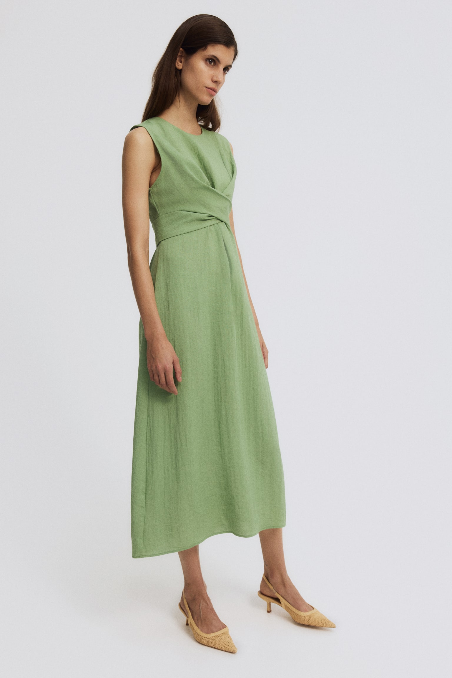 MAMA Tie-back nursing dress - Green/Dark plum purple/Black/Khaki green - 3