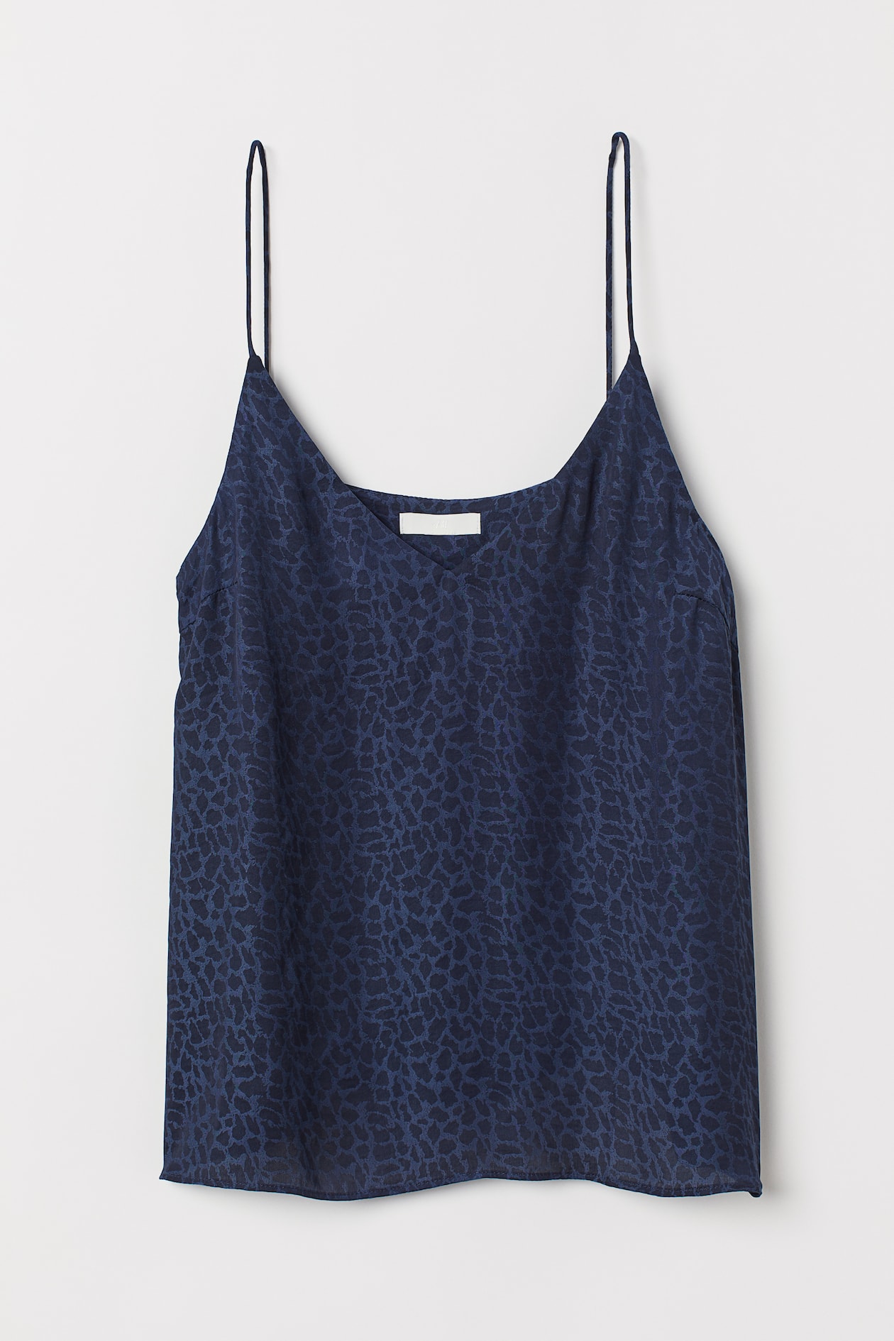 V-neck strappy top - V-neck - Sleeveless - Dark blue/Leopard print ...