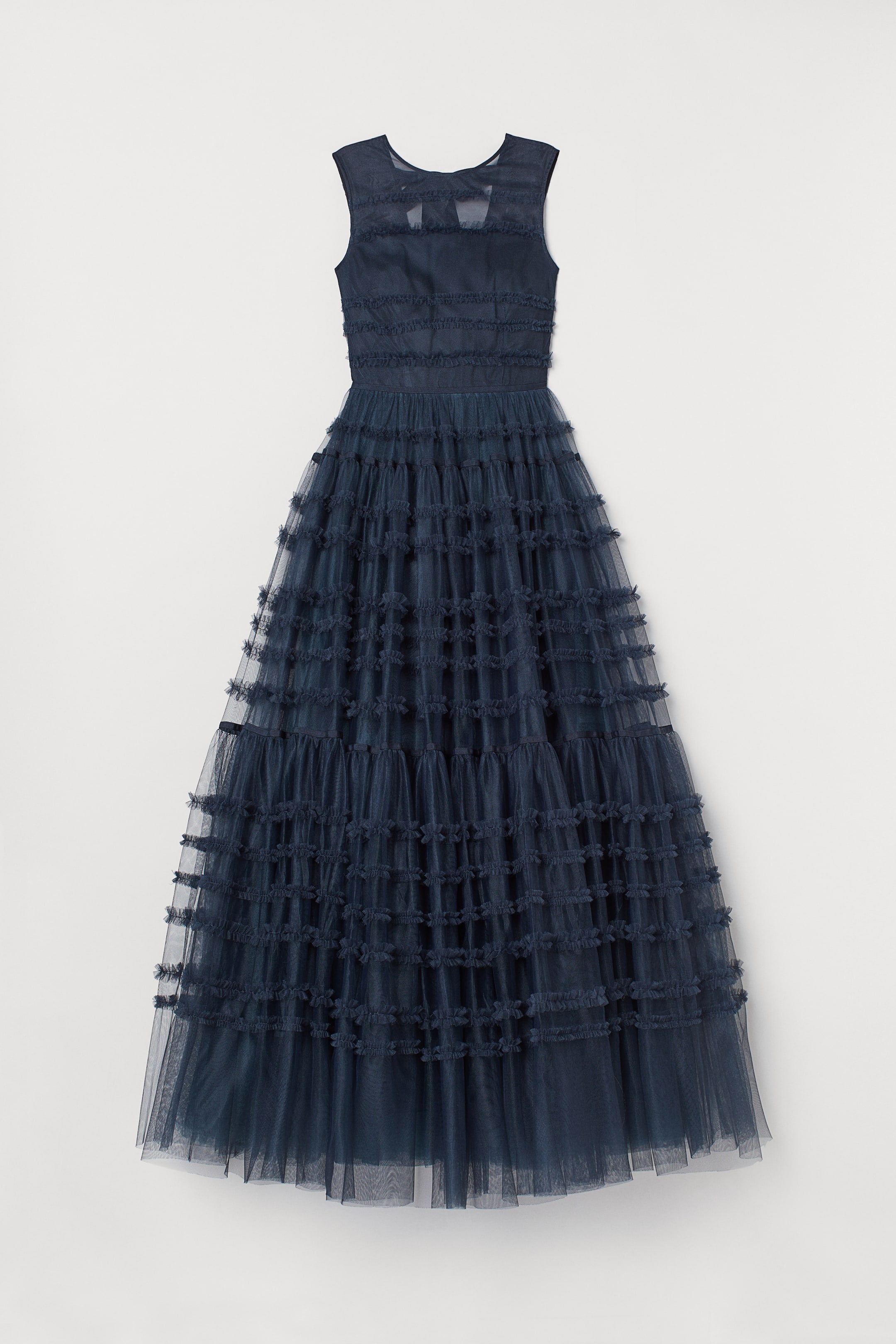 Tulle ball dress - Round neck - Sleeveless - Dark blue - Ladies | H&M GB