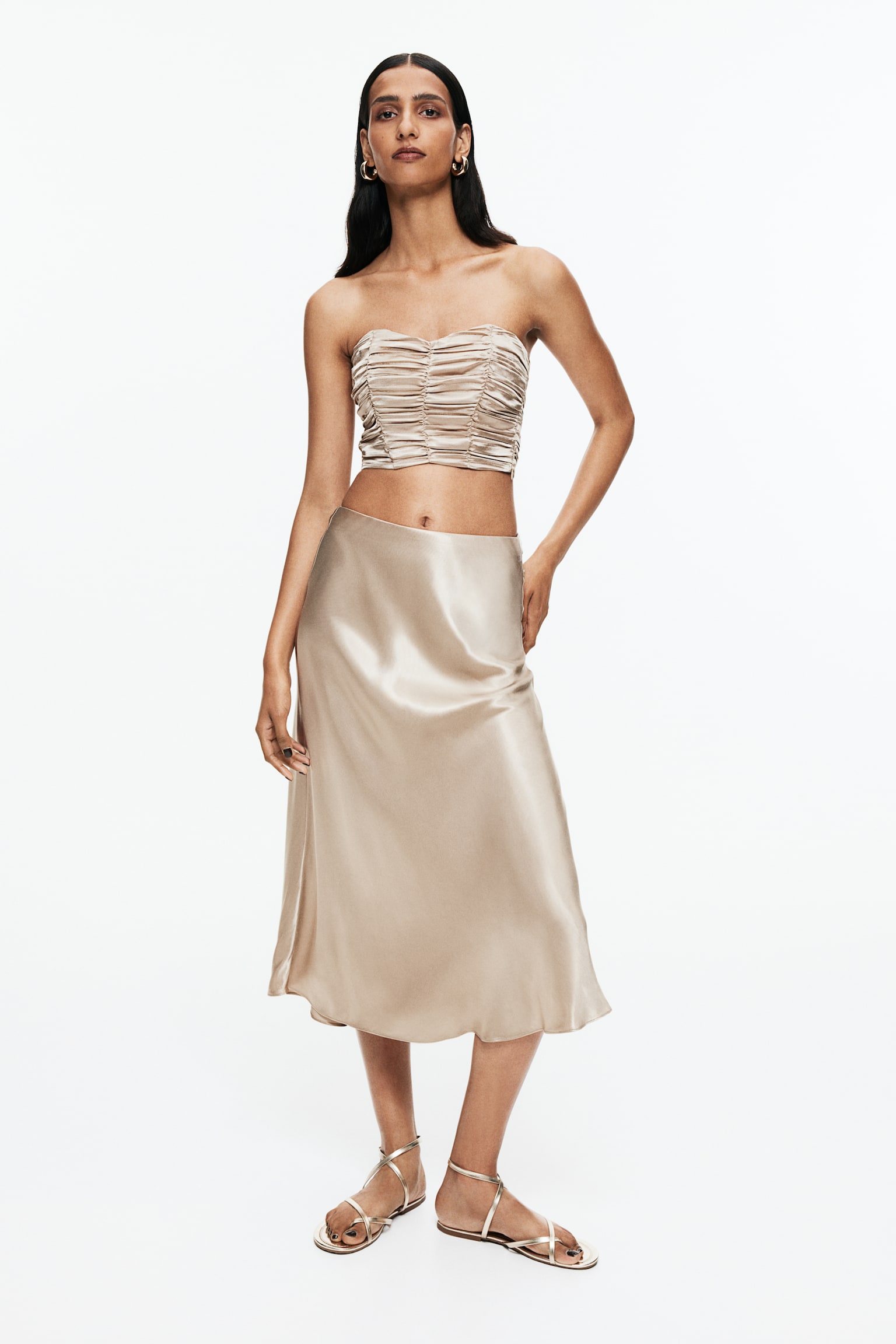 Satin skirt - Beige - 1