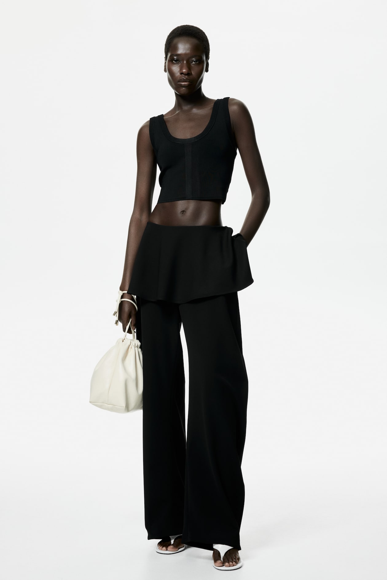 Skirt-Layered Barrel-Leg Pants - image 4