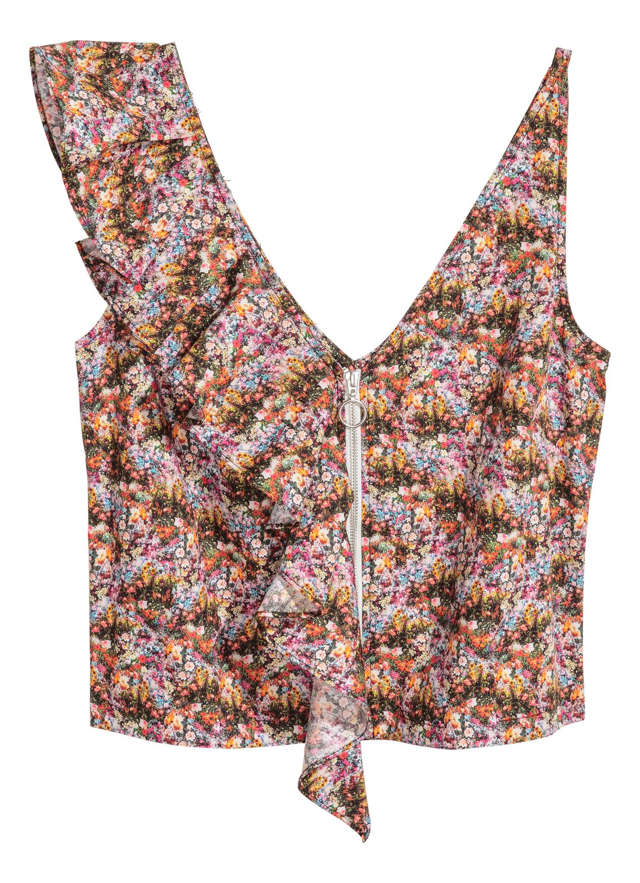 Short Ruffled Top - Multicolored/patterned - Ladies | H&M US