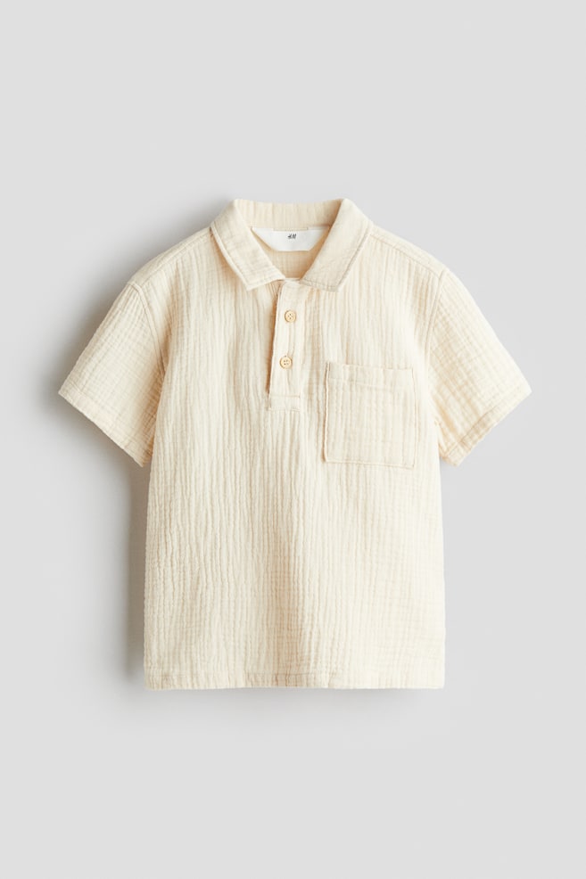 Cotton muslin popover shirt - Light beige - 1