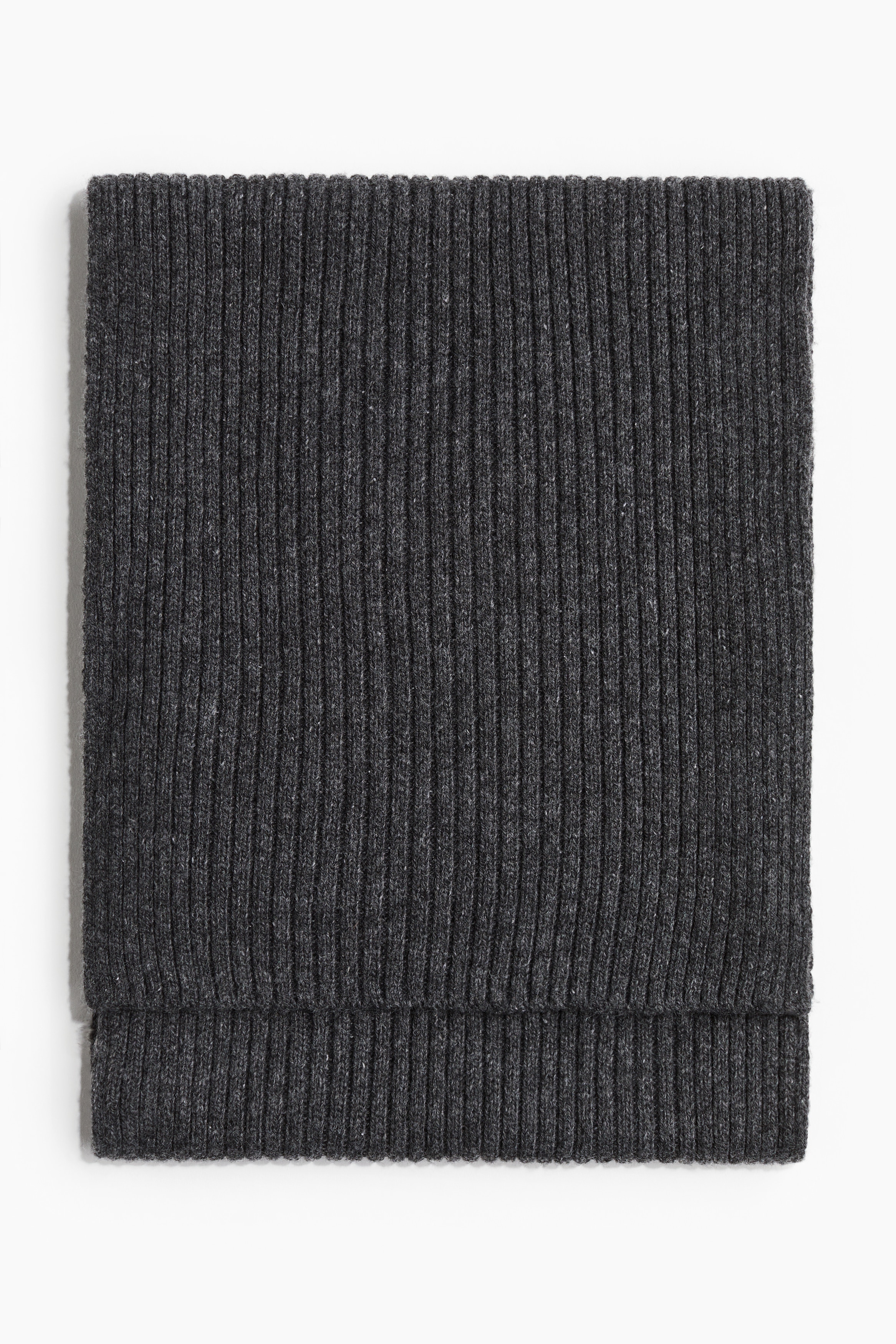 Dam - Mörkgråmelerad Ribbstickad halsduk - Size: 23x170  - H&M