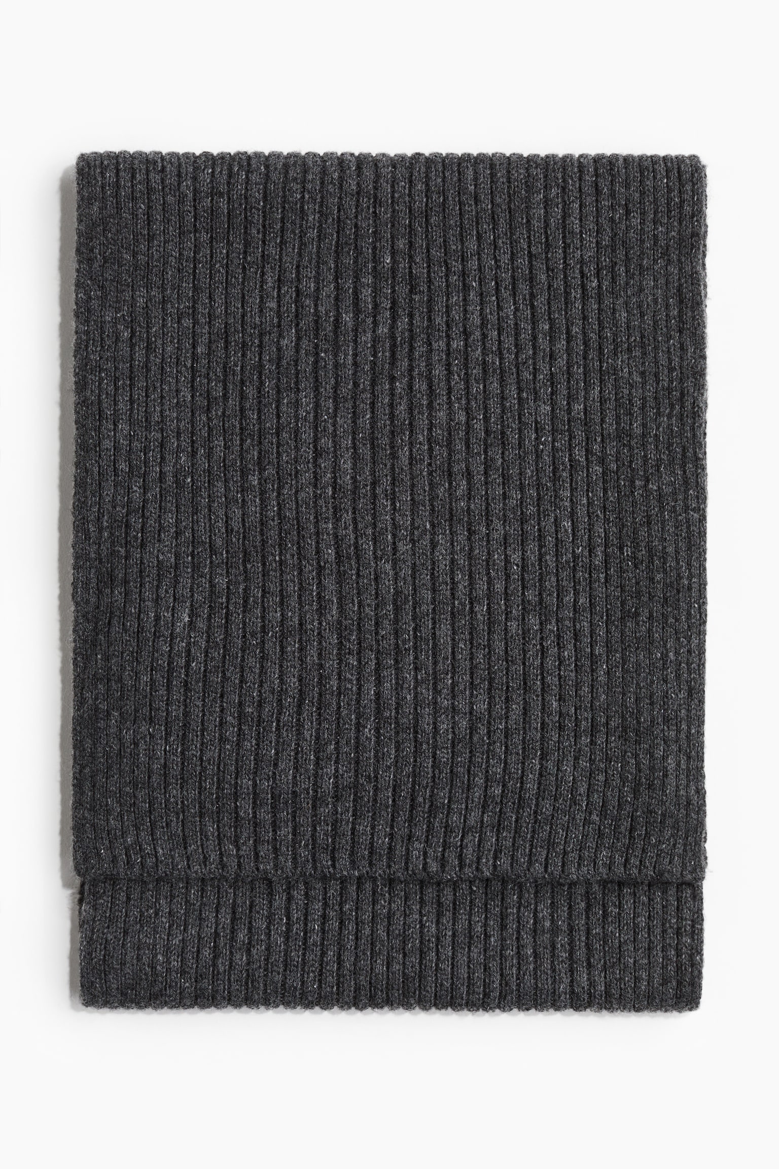 Rib-knit scarf - Dark grey marl - 2