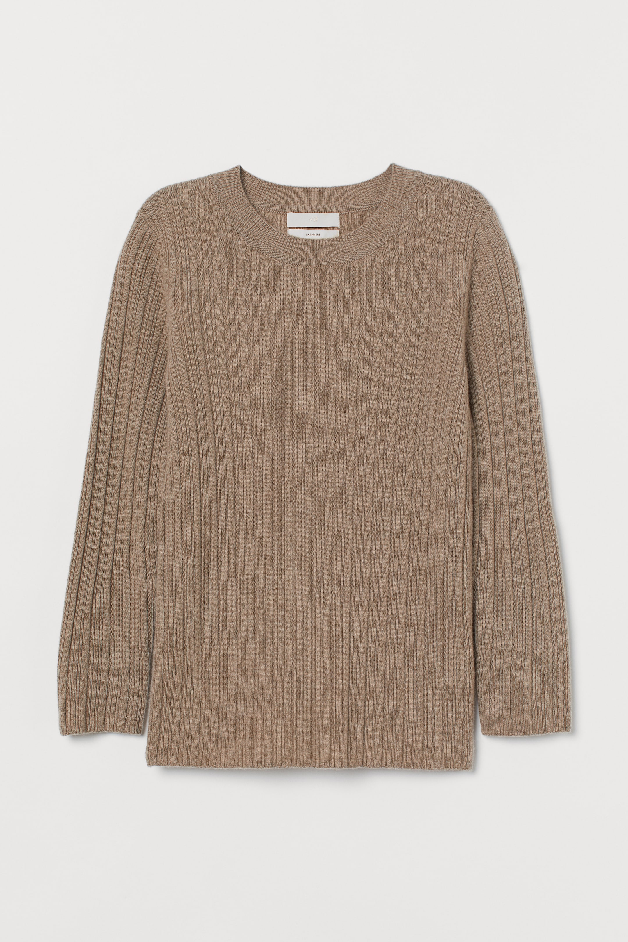 Προβολή μεγαλύτερης εικόνας: Πουλόβερ ριμπ με κασμίρι - Μπεζ - Ladies | H&M GR 1