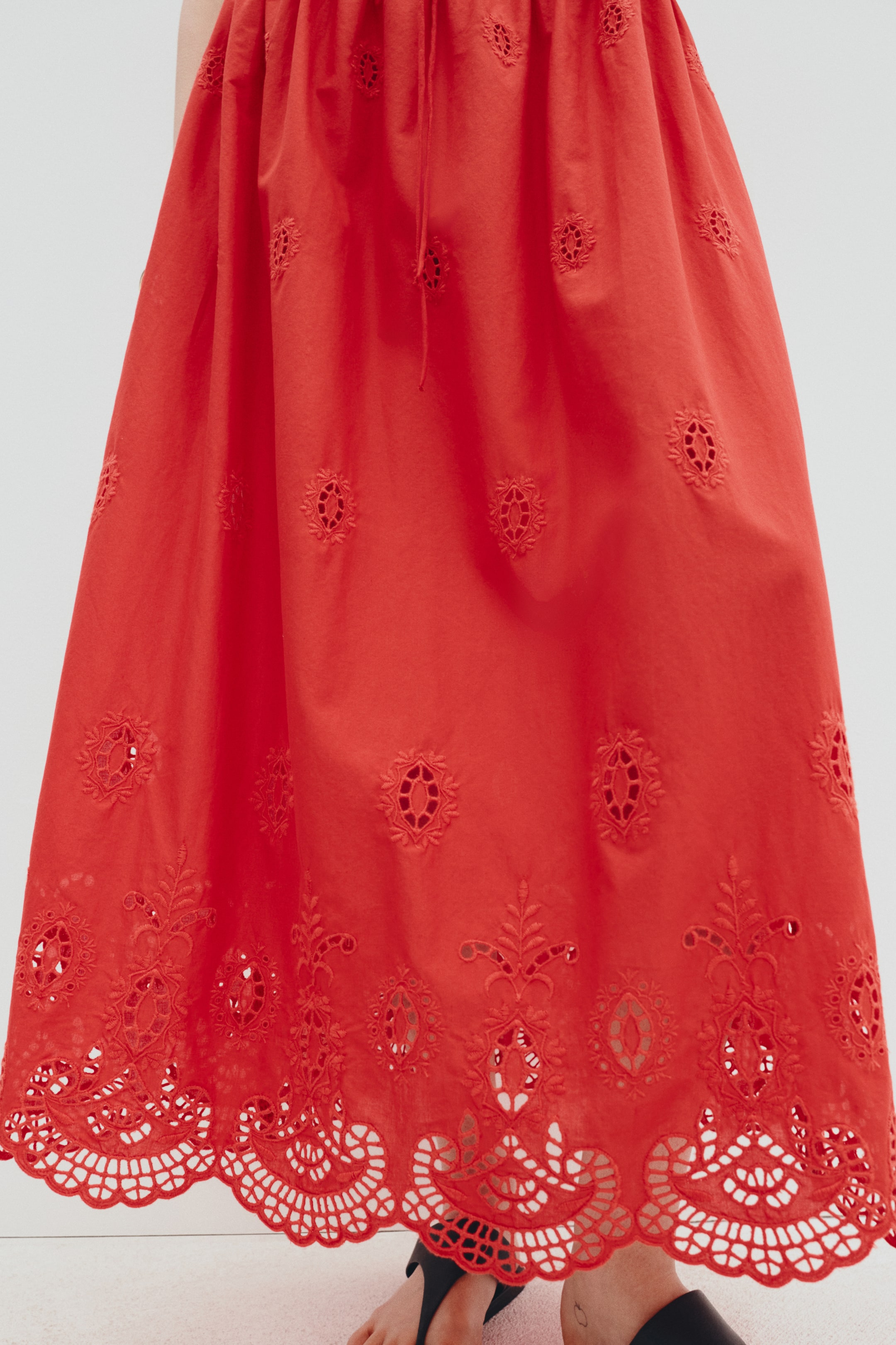 Eyelet-Embroidered Drawstring Skirt