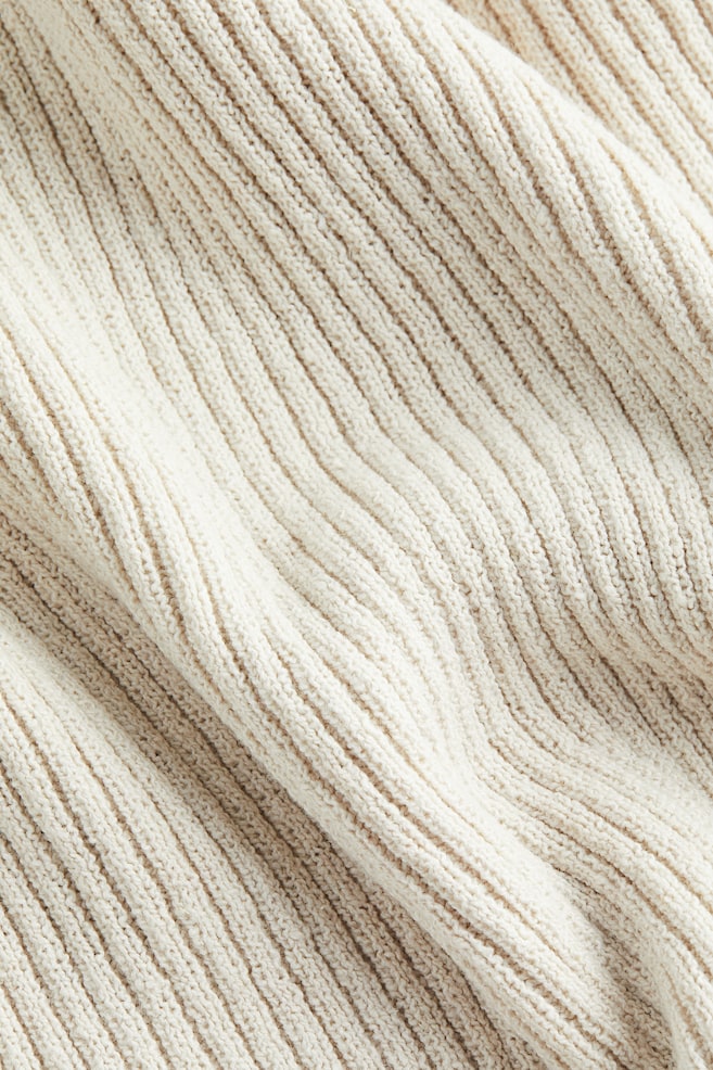 Rib-knit silk-blend dress - Lys beige/Sort - 6
