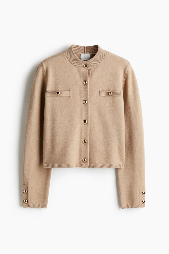 Cardigan con bottoni decorativi - Beige - 1