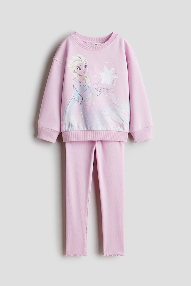 Conjunto de 2 piezas con sudadera y leggings - Rosa claro/Frozen/Azul claro/Princesas de Disney/Crema/Hello Kitty/Blanco/Minnie Mouse/Rosa/Cinderella/Azul claro/Cinnamoroll/Blanco/Peppa Pig/Lila/PAW Patrol - 1