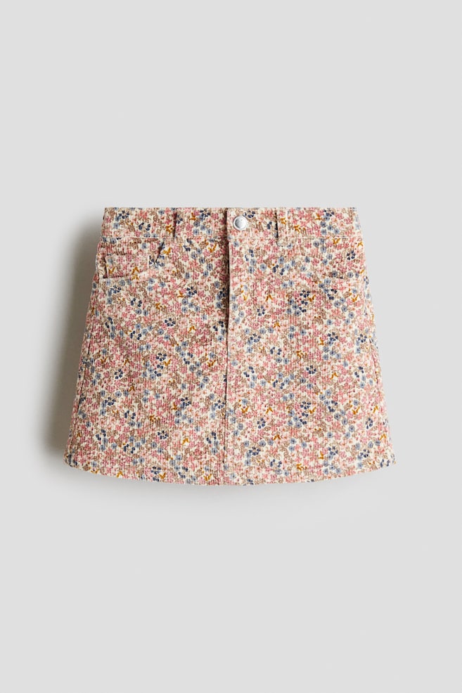 Falda de pana - Rosa claro/Floreado/Azul denim claro/Beige claro - 1