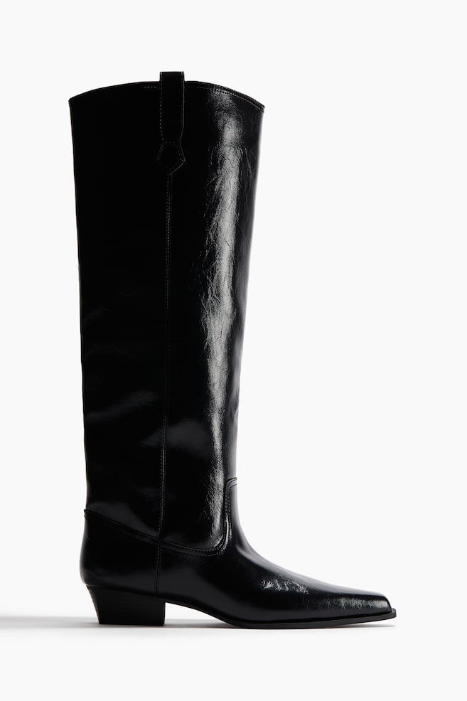 Bottes de hauteur genou - Noir/Beige - 1