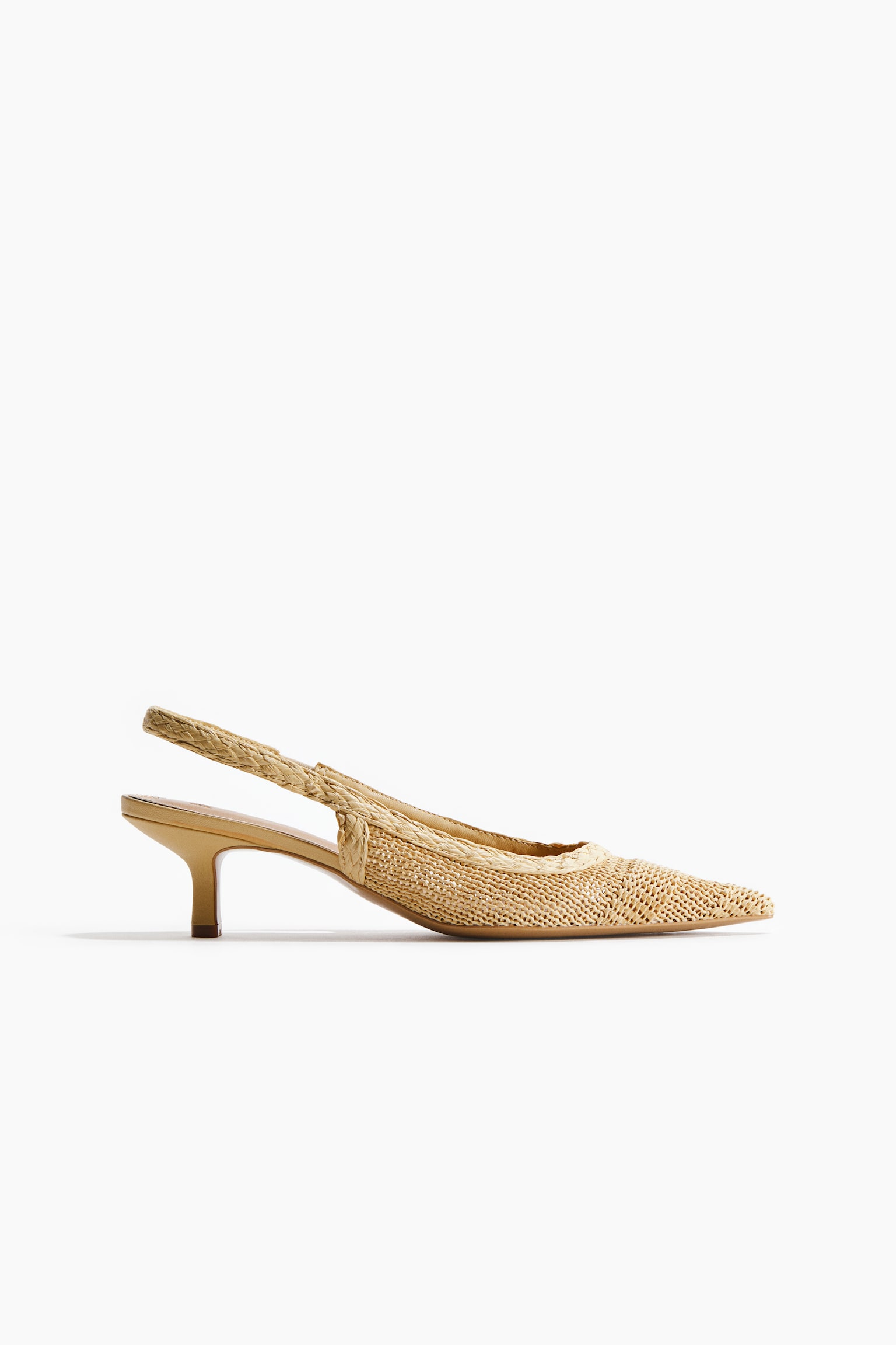 Kitten-heeled straw slingbacks - 1
