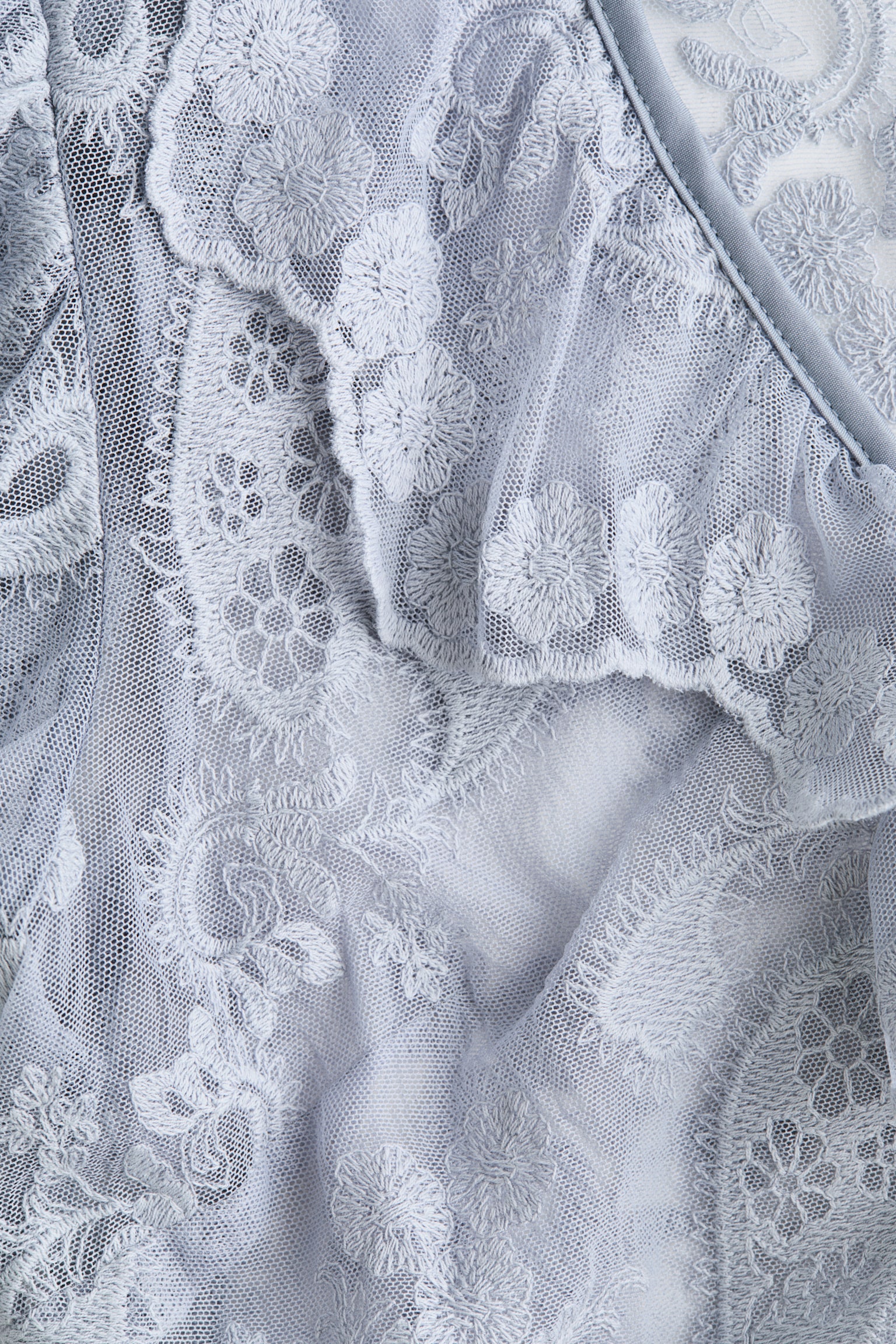 Embroidered flounced blouse - Light blue - 4