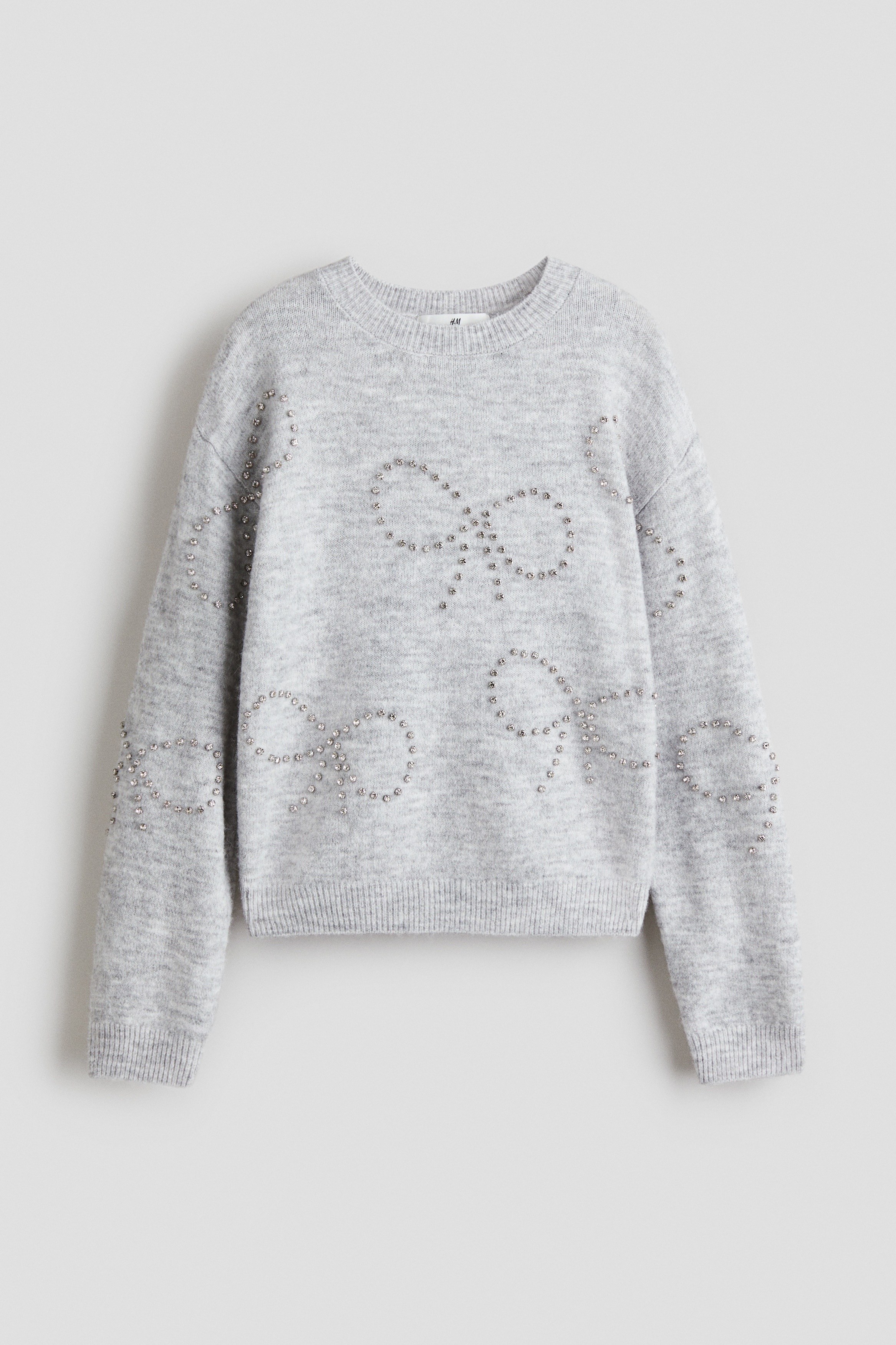 Embellished jumper - Grey marl/Bows