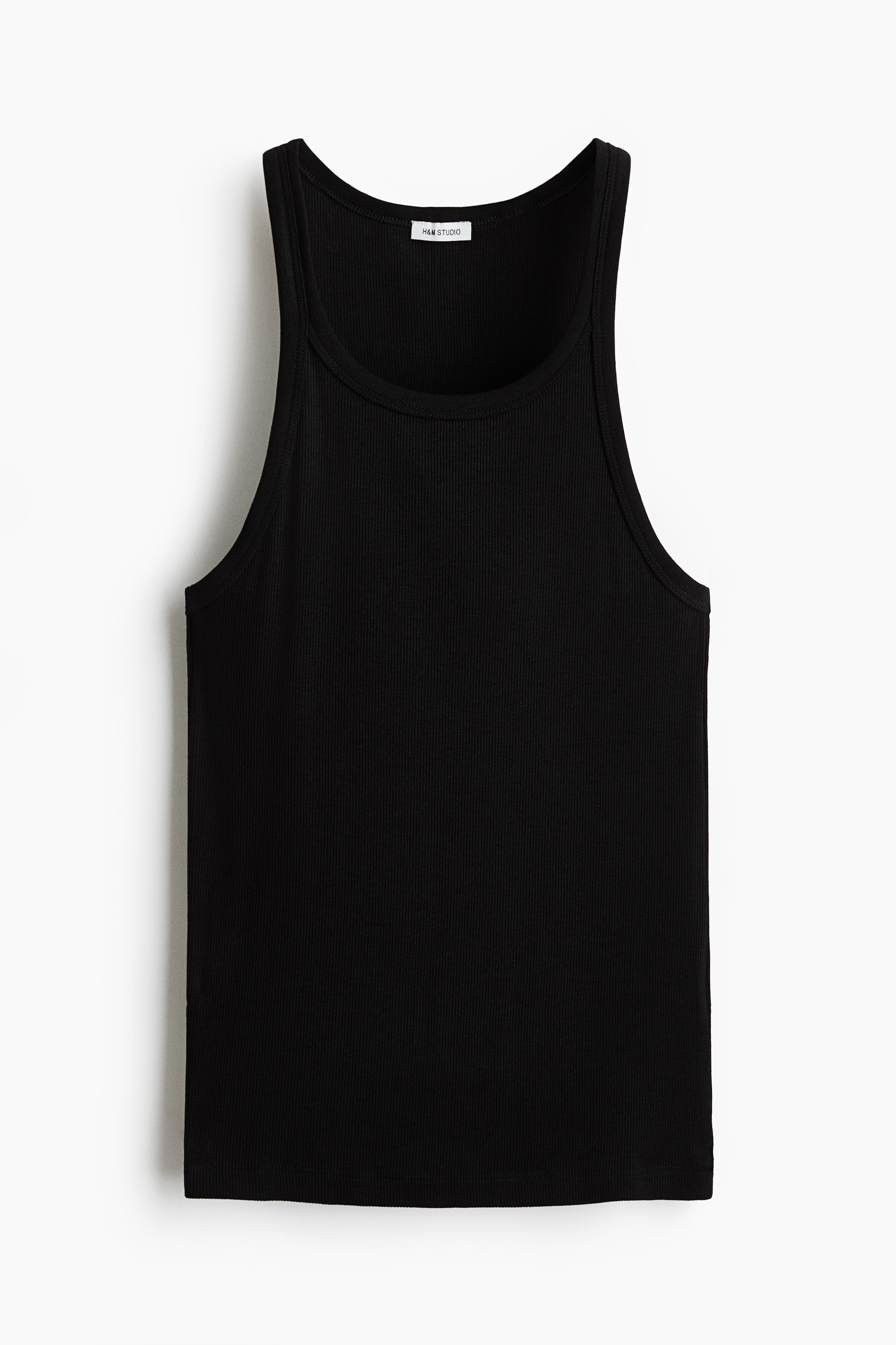 Ribbet tanktop - Sort/Hvid