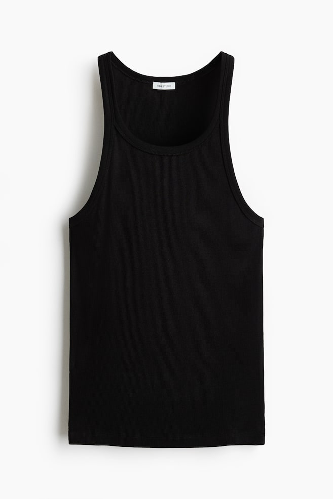 Geripptes Tanktop - Schwarz/Weiß - 1