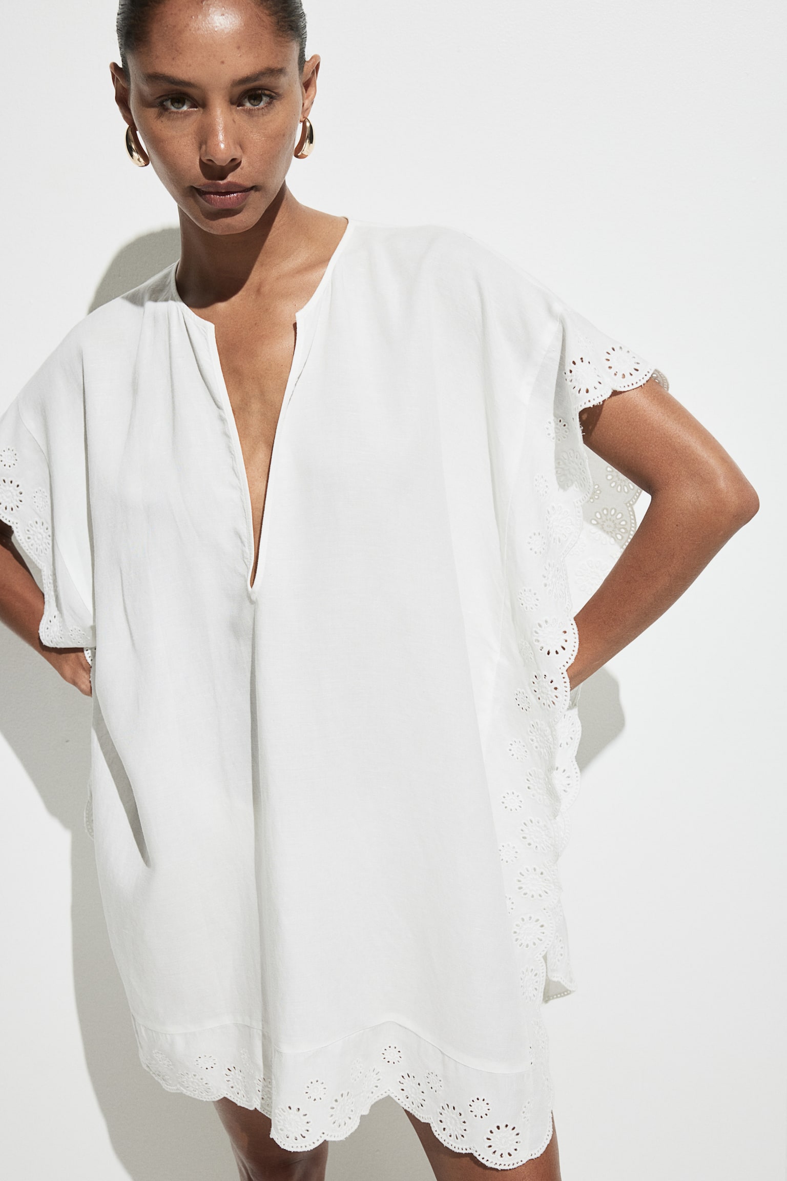 Broderie anglaise beach kaftan - White - 2