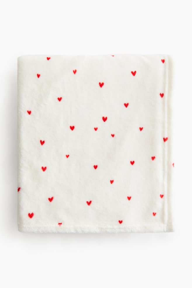 Patterned fleece blanket - White/Hearts/Light yellow/Oranges/Pale blue/Dachshund/Light pink/Cherries/Light beige/Dinosaurs/Light beige/Unicorns/Beige/Croissants/White/Rainbow/Light green/Vehicles/Black/Ghosts - 1