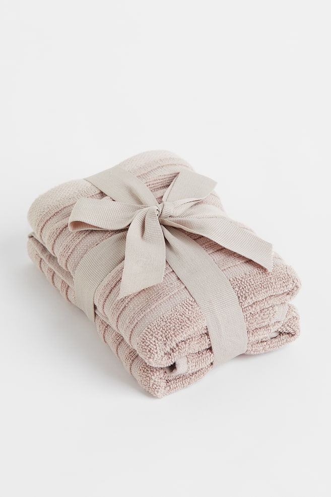 Bawełniany ręcznik dla gości 2-pak - Szarobeżowy - 1