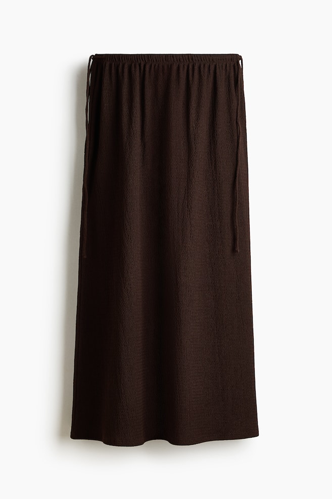 Crinkled Drawstring Skirt - Dark brown/Light beige - 1