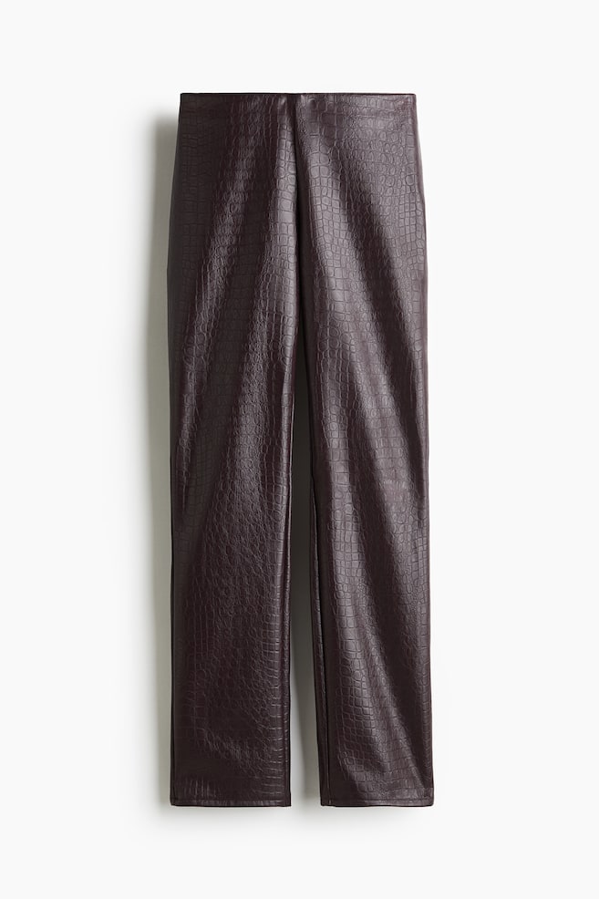 Straight coated trousers - Purple/Crocodile-patterned - 1