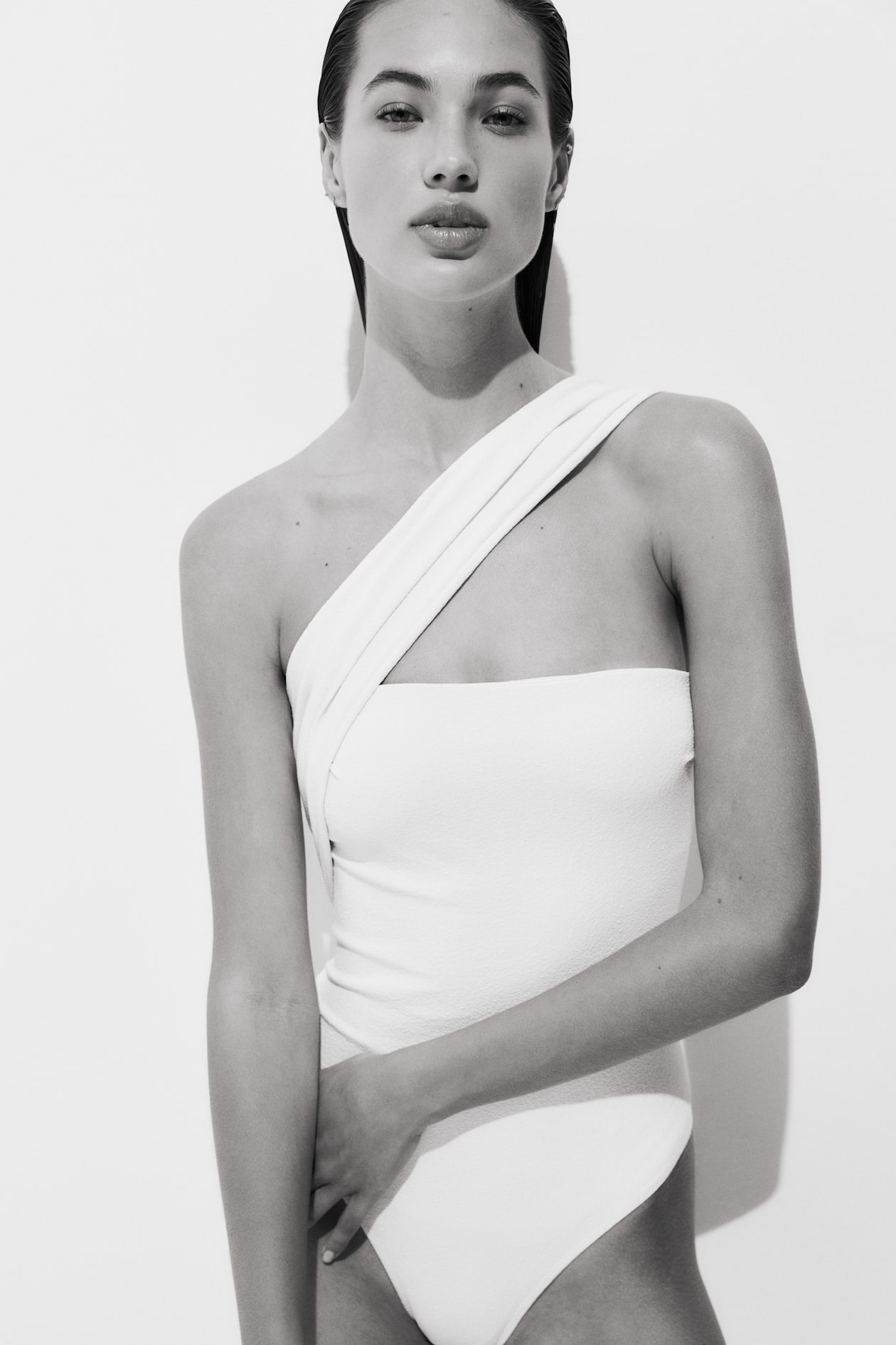 Padded-Cup One-Shoulder Swimsuit