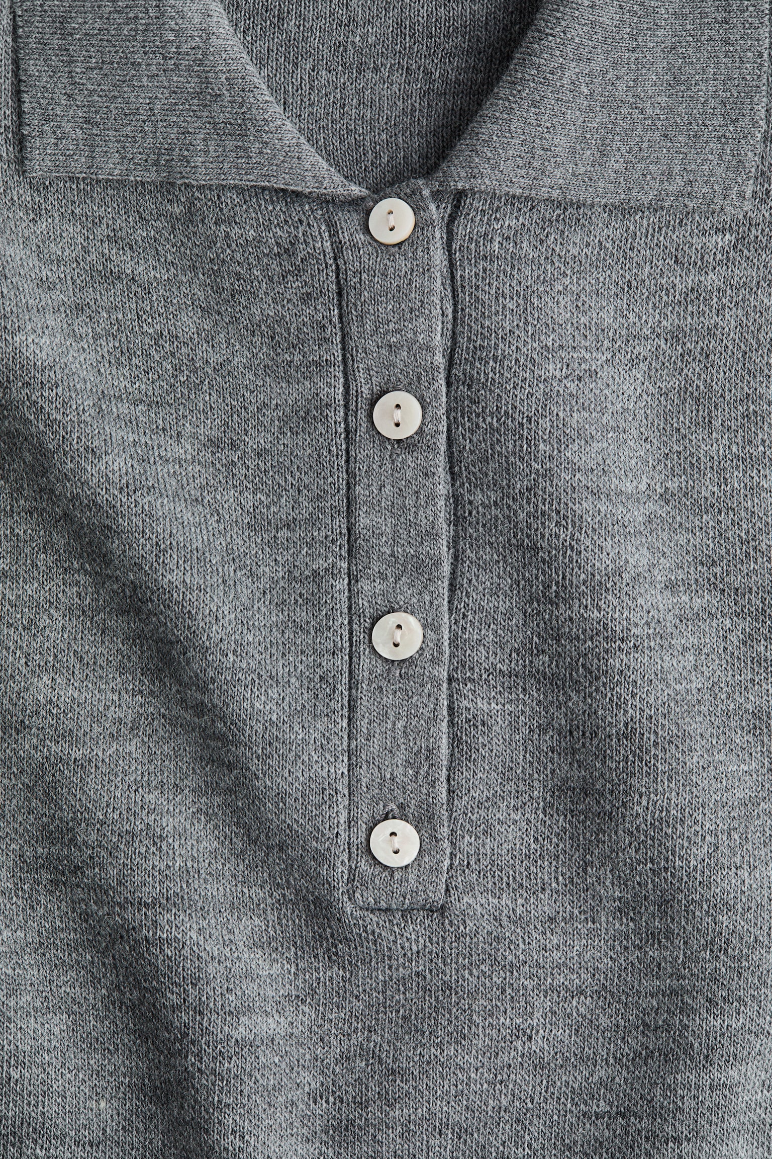 Suéter polo con hombreras - Gris jaspeado - 3