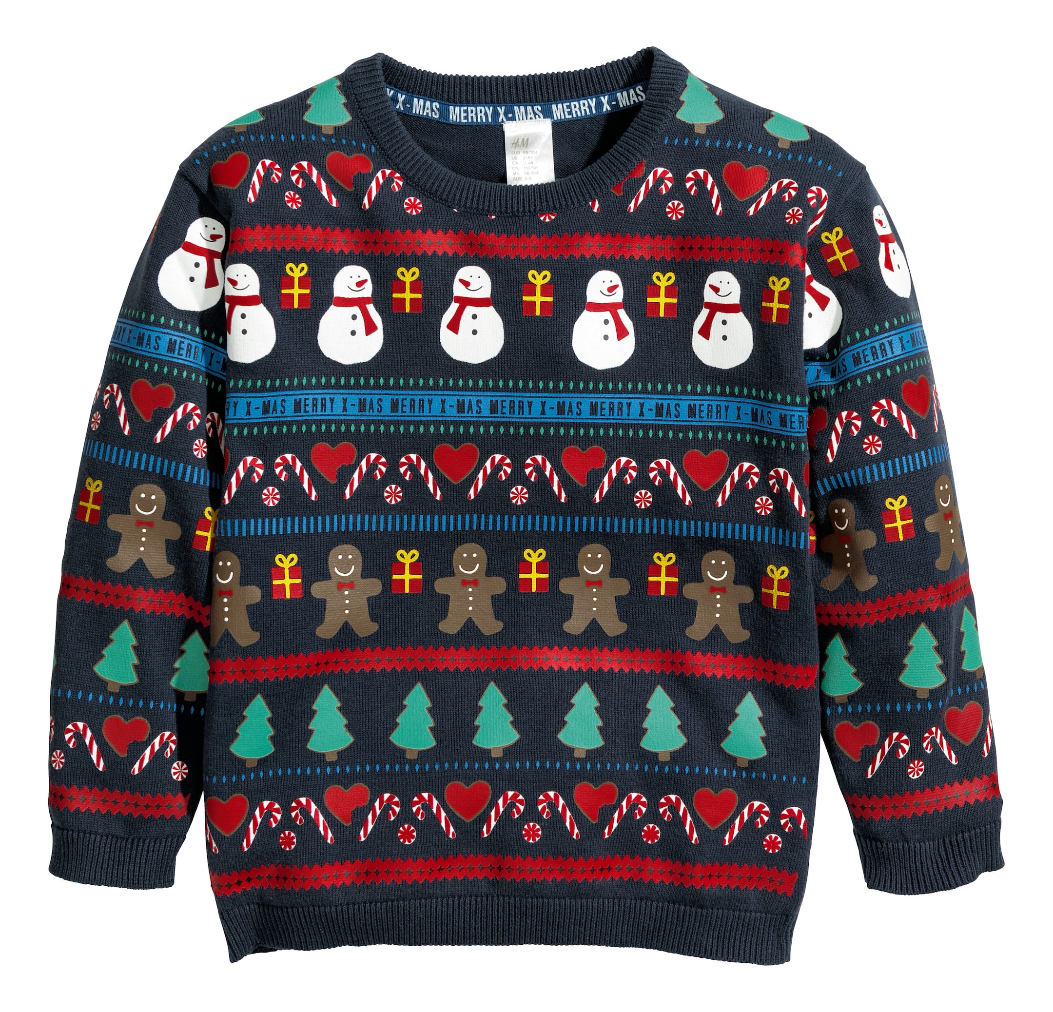 View larger image: Knitted cotton jumper - Dark blue/Patterned - Kids | H&M GB 1