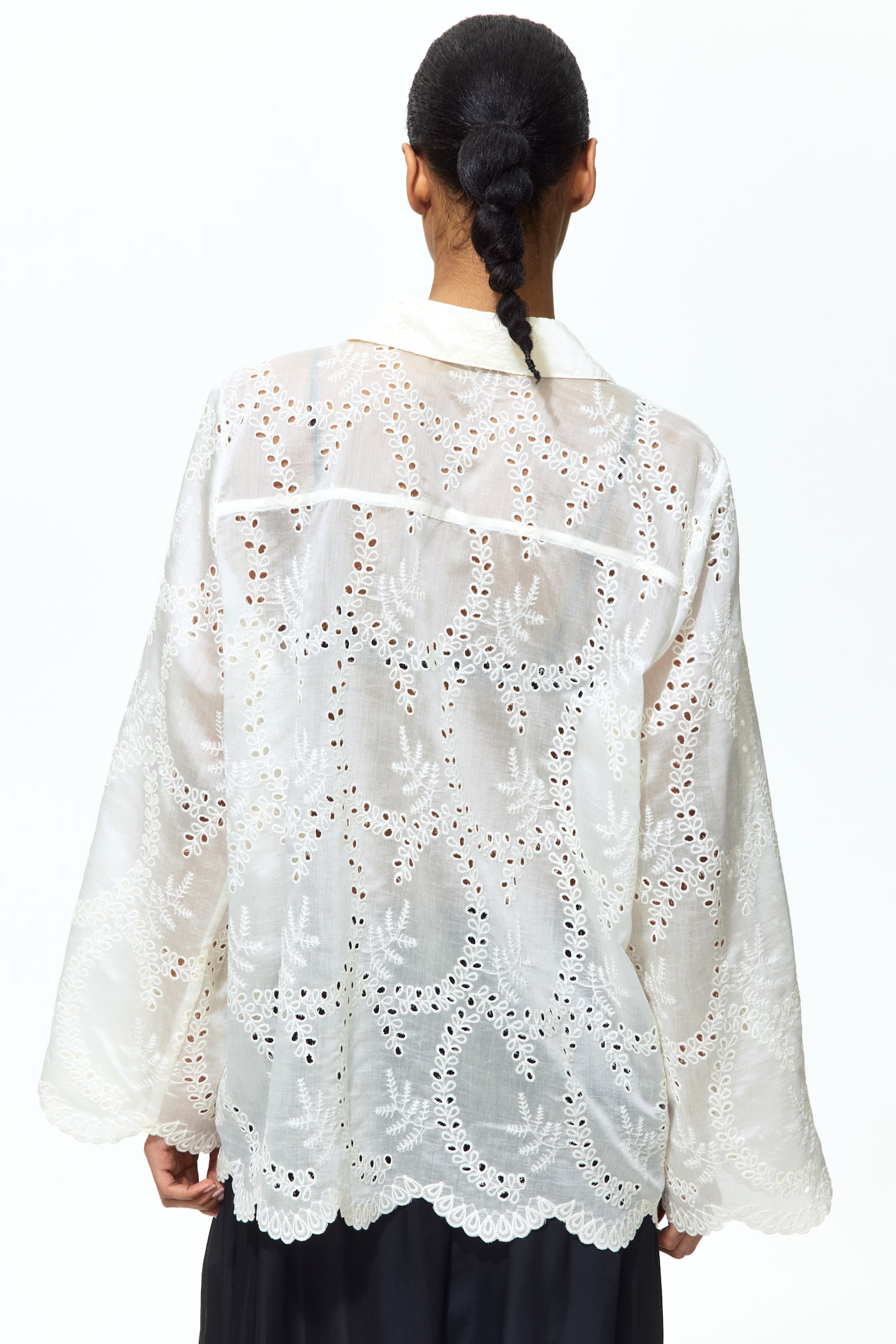 Женская рубашка H&M Eyelet-Embroidered, цвет: Кремовый — фото 5
