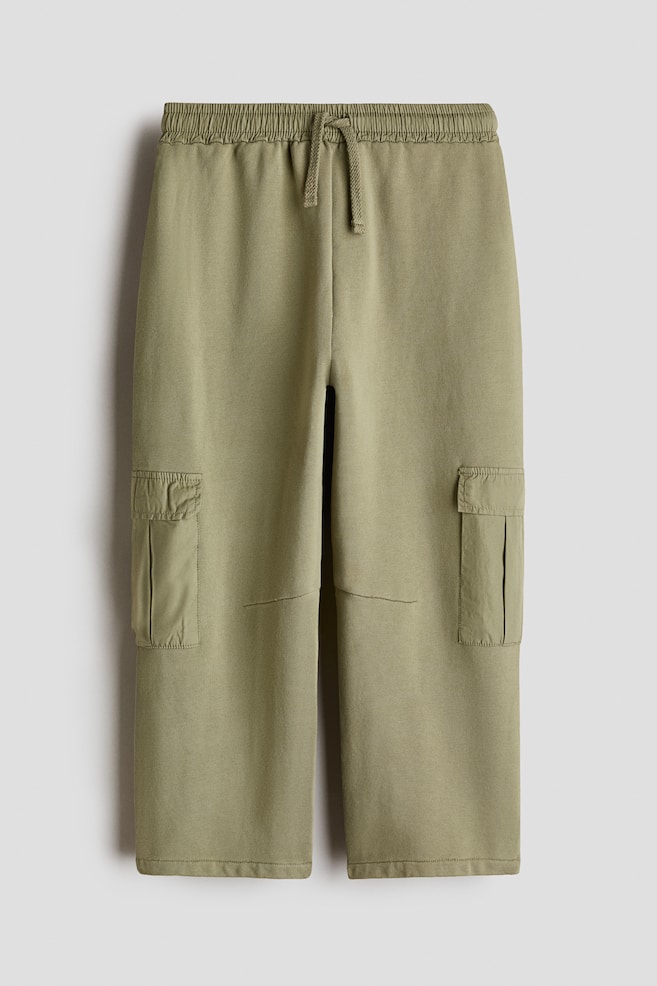 Pantalon jogger cargo en coton - Vert kaki - 1