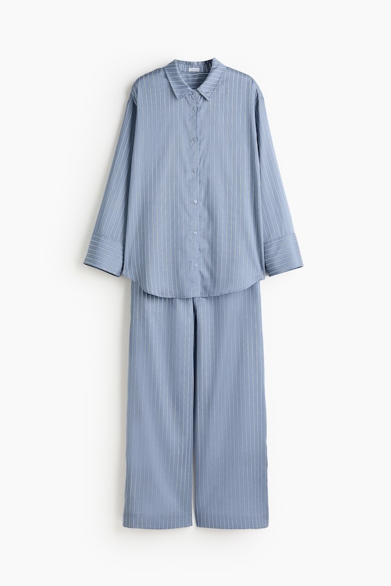 Женская пижама H&M Striped Lyocell Satin в полоску